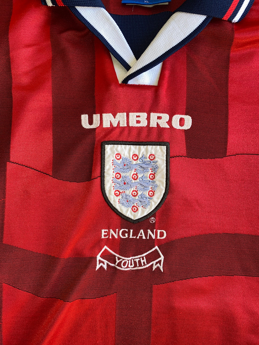 1997 ENGLAND UNDER 21 MATCH WORN UMBRO AWAY SHIRT #14