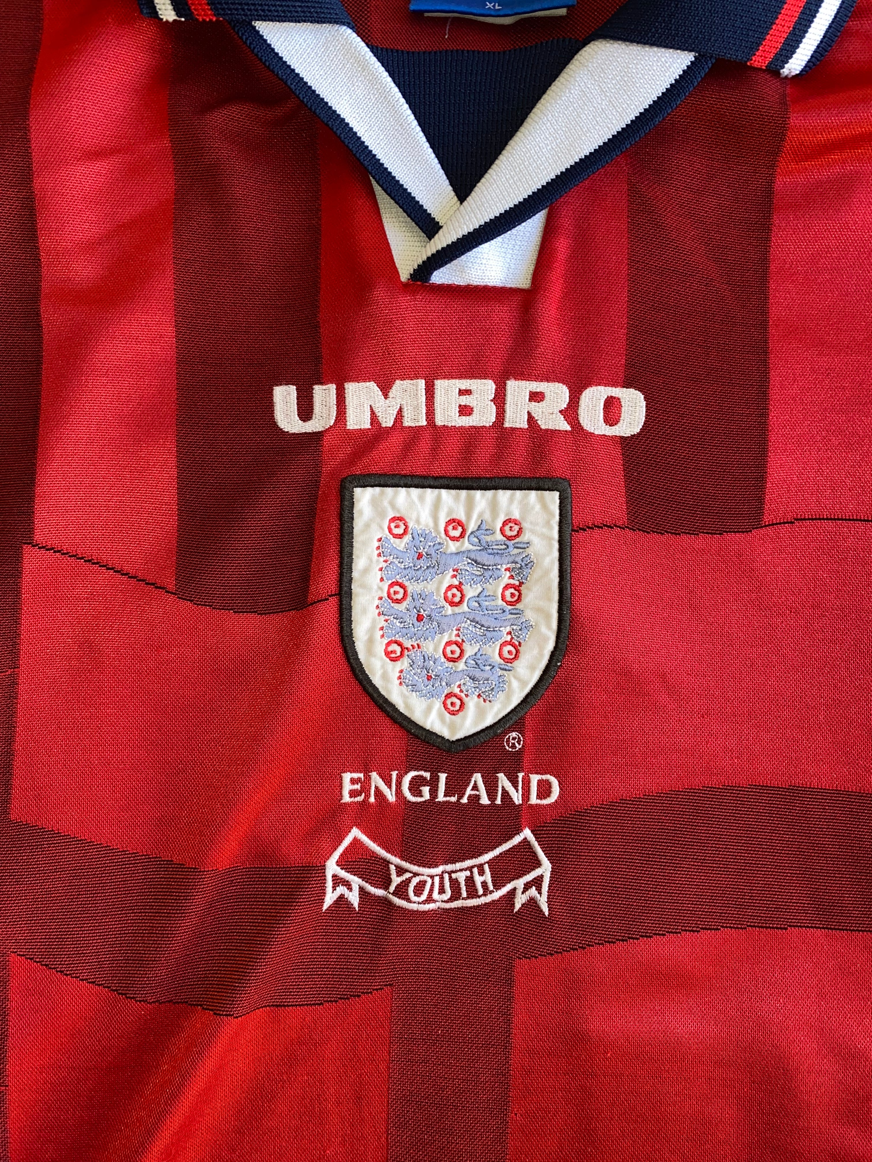 1997 ENGLAND UNDER 21 MATCH WORN UMBRO AWAY SHIRT #14