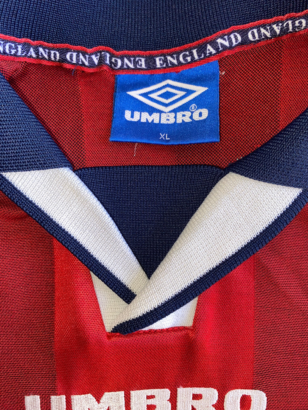 1997 ENGLAND UNDER 21 MATCH WORN UMBRO AWAY SHIRT #14