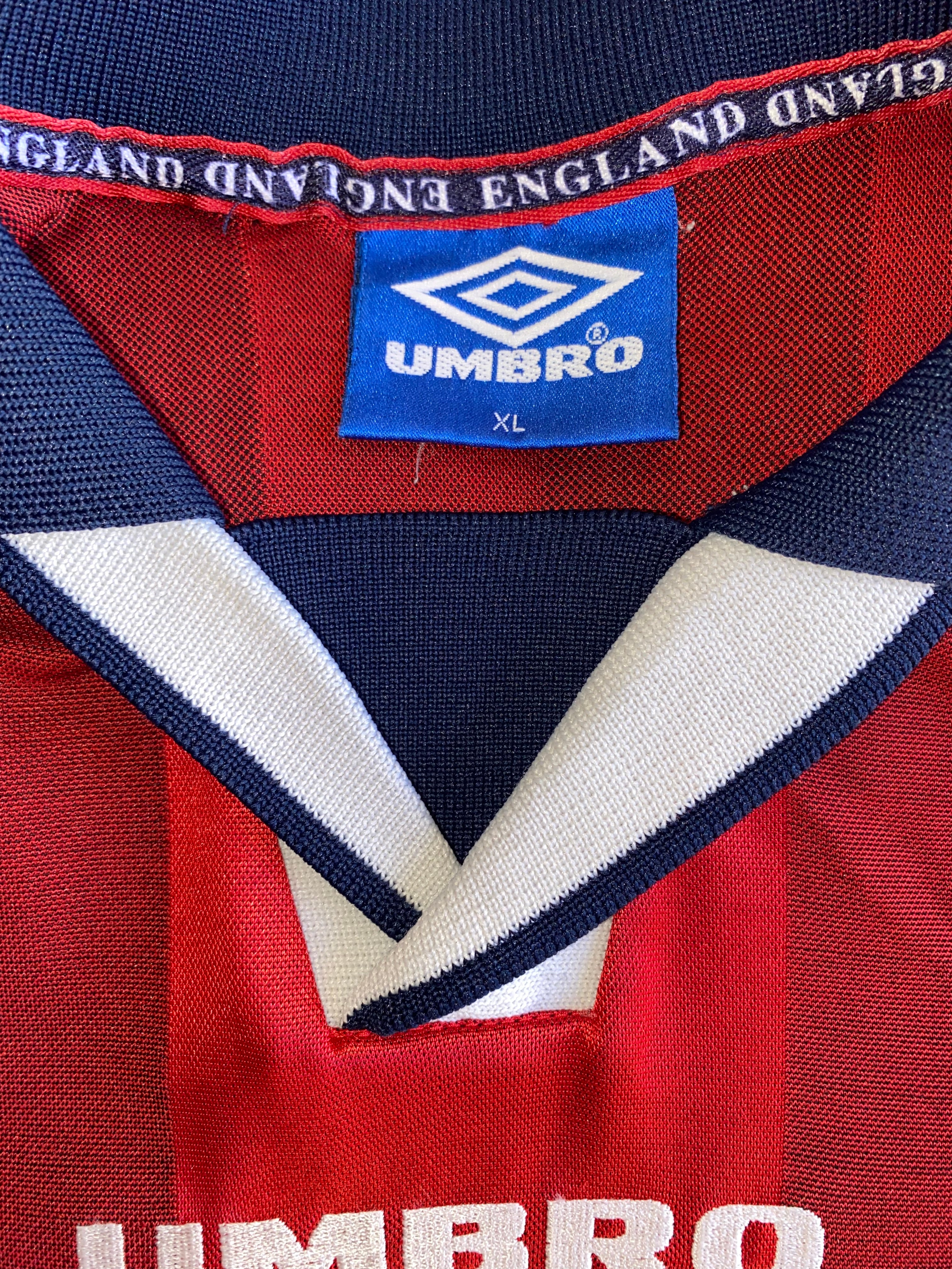 1997 ENGLAND UNDER 21 MATCH WORN UMBRO AWAY SHIRT #14