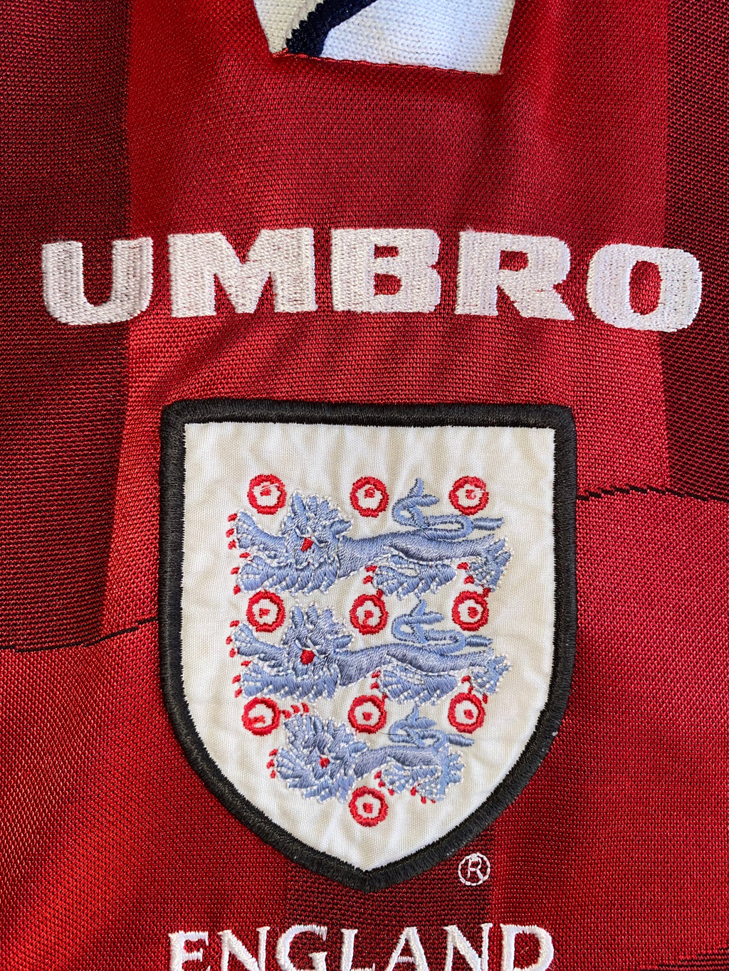 1997 ENGLAND UNDER 21 MATCH WORN UMBRO AWAY SHIRT #14