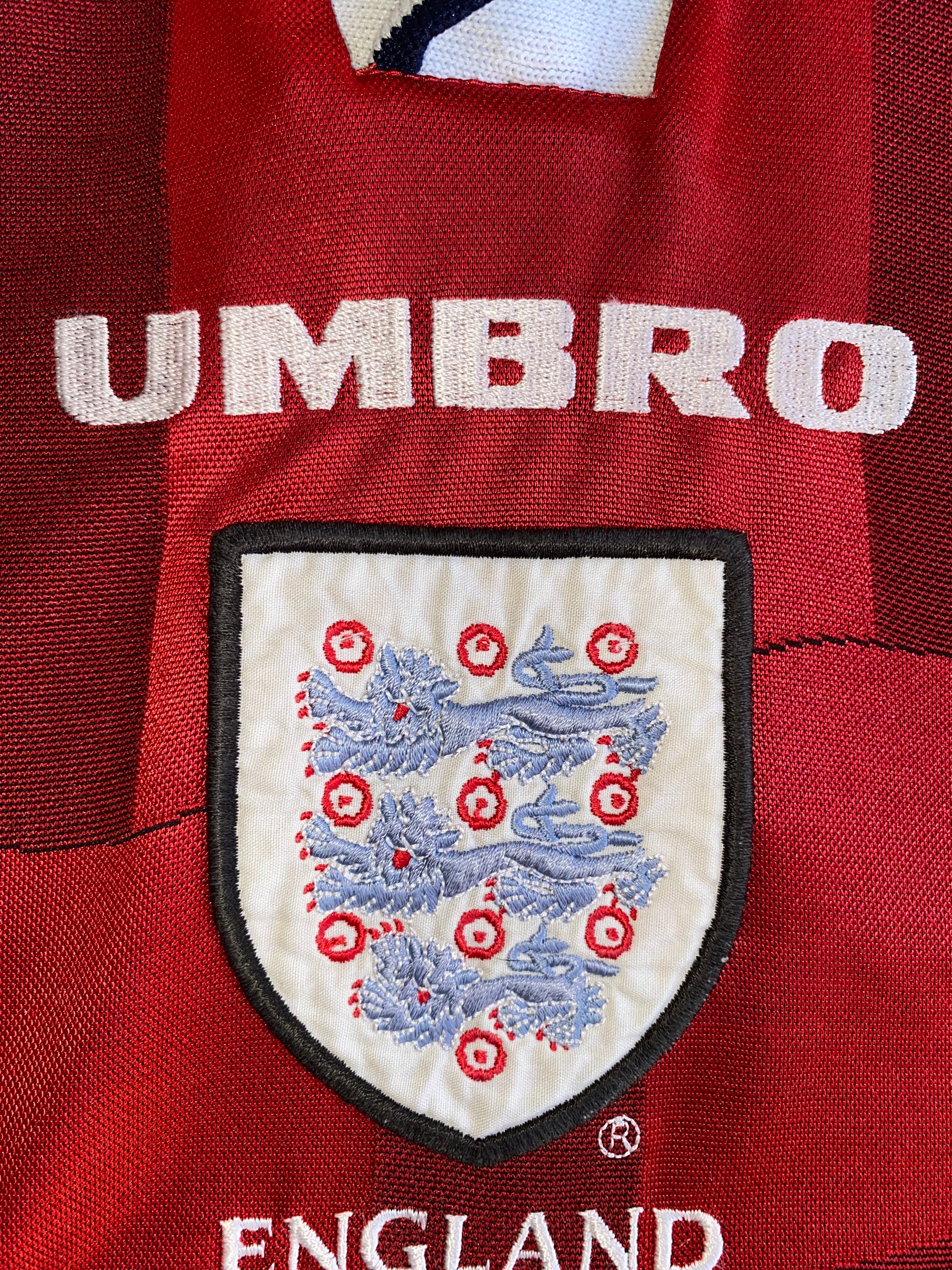 1997 ENGLAND UNDER 21 MATCH WORN UMBRO AWAY SHIRT #14