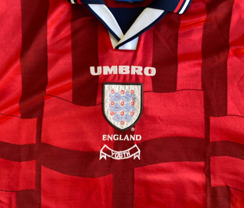 1997 ENGLAND UNDER 21 MATCH WORN UMBRO AWAY SHIRT #14