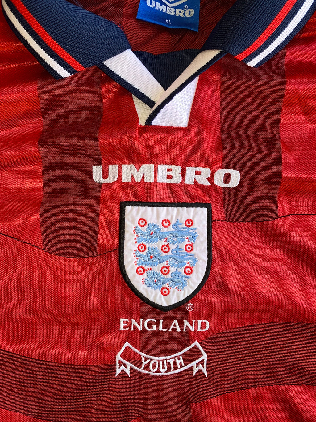 1997 ENGLAND UNDER 21 MATCH WORN UMBRO AWAY SHIRT #14