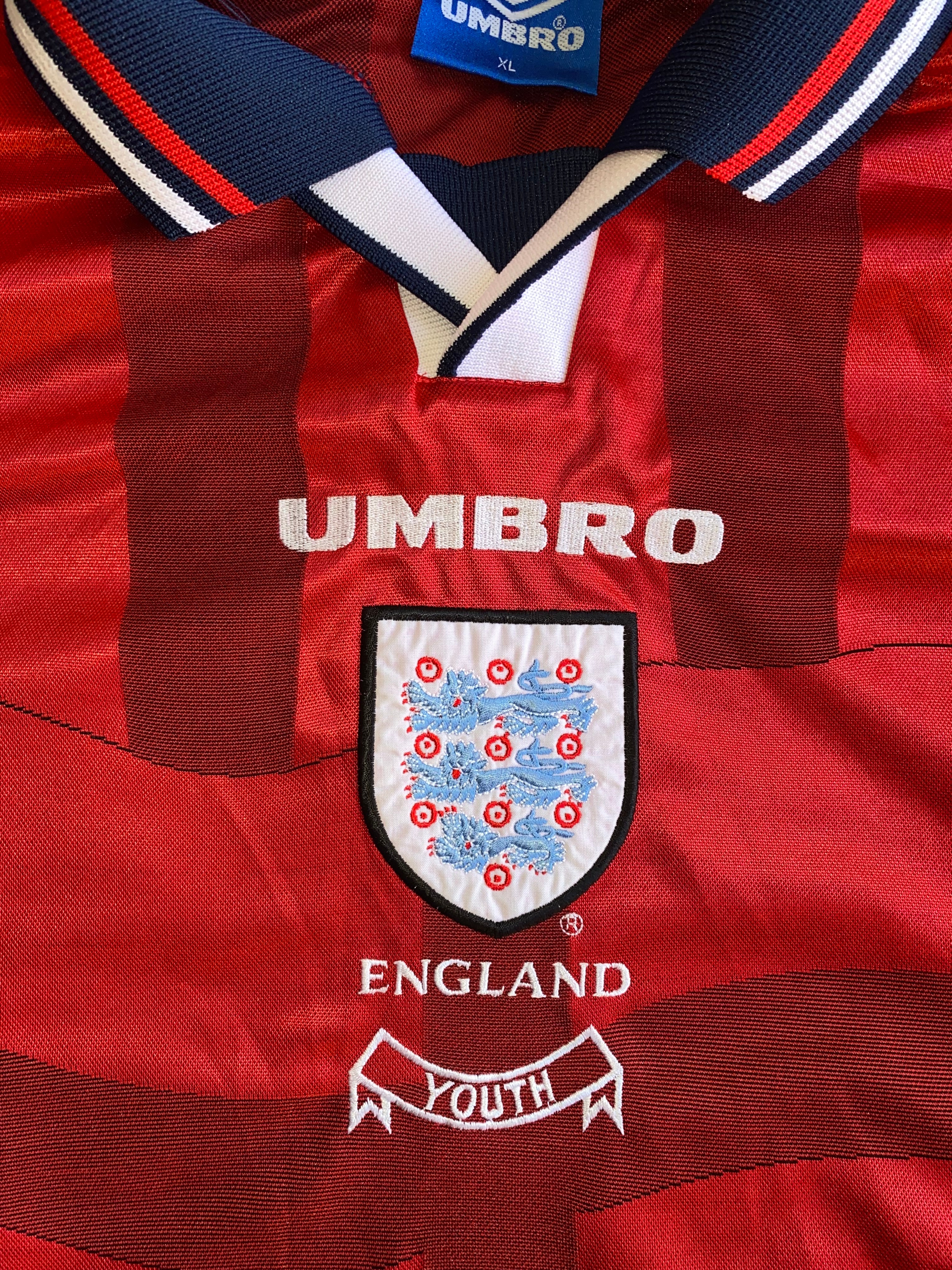 1997 ENGLAND UNDER 21 MATCH WORN UMBRO AWAY SHIRT #14