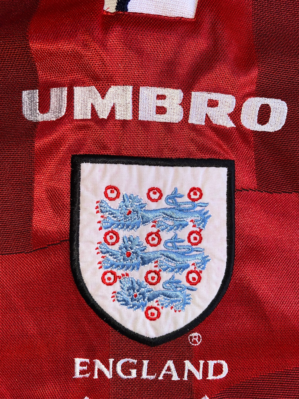 1997 ENGLAND UNDER 21 MATCH WORN UMBRO AWAY SHIRT #14