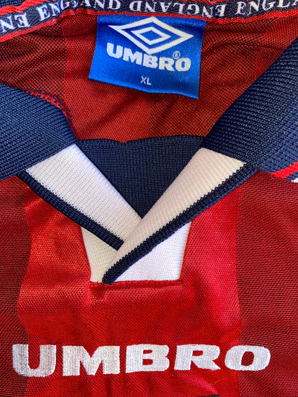 1997 ENGLAND UNDER 21 MATCH WORN UMBRO AWAY SHIRT #14