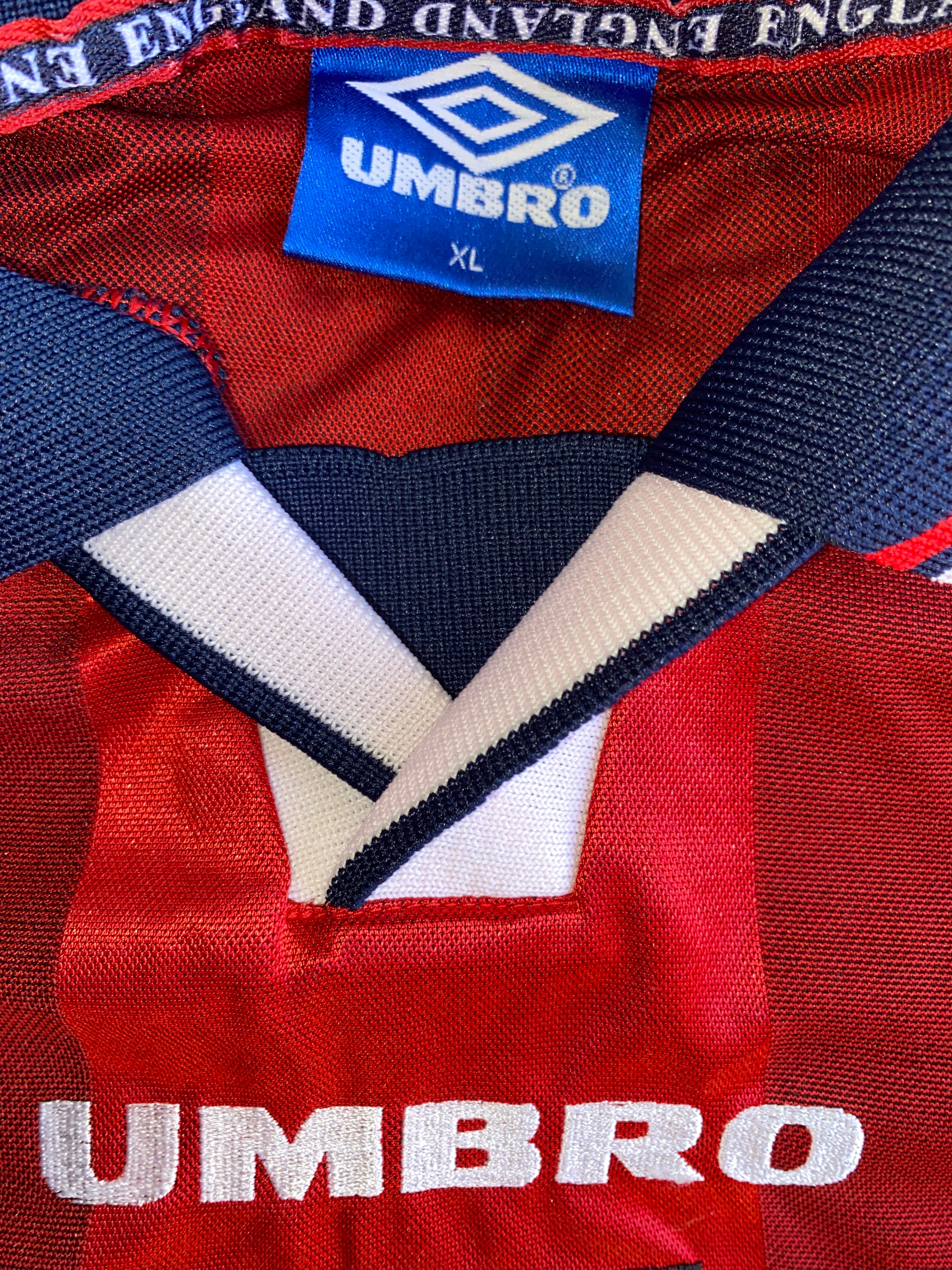 1997 ENGLAND UNDER 21 MATCH WORN UMBRO AWAY SHIRT #14