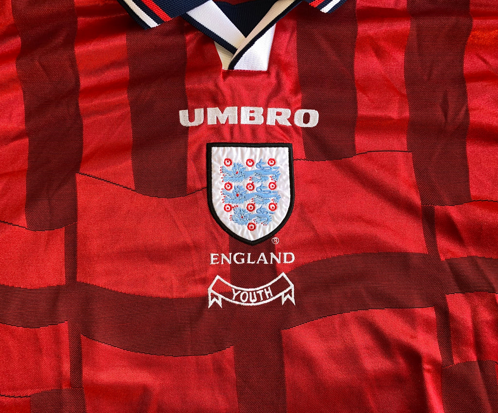1997 ENGLAND UNDER 21 MATCH WORN UMBRO AWAY SHIRT #14