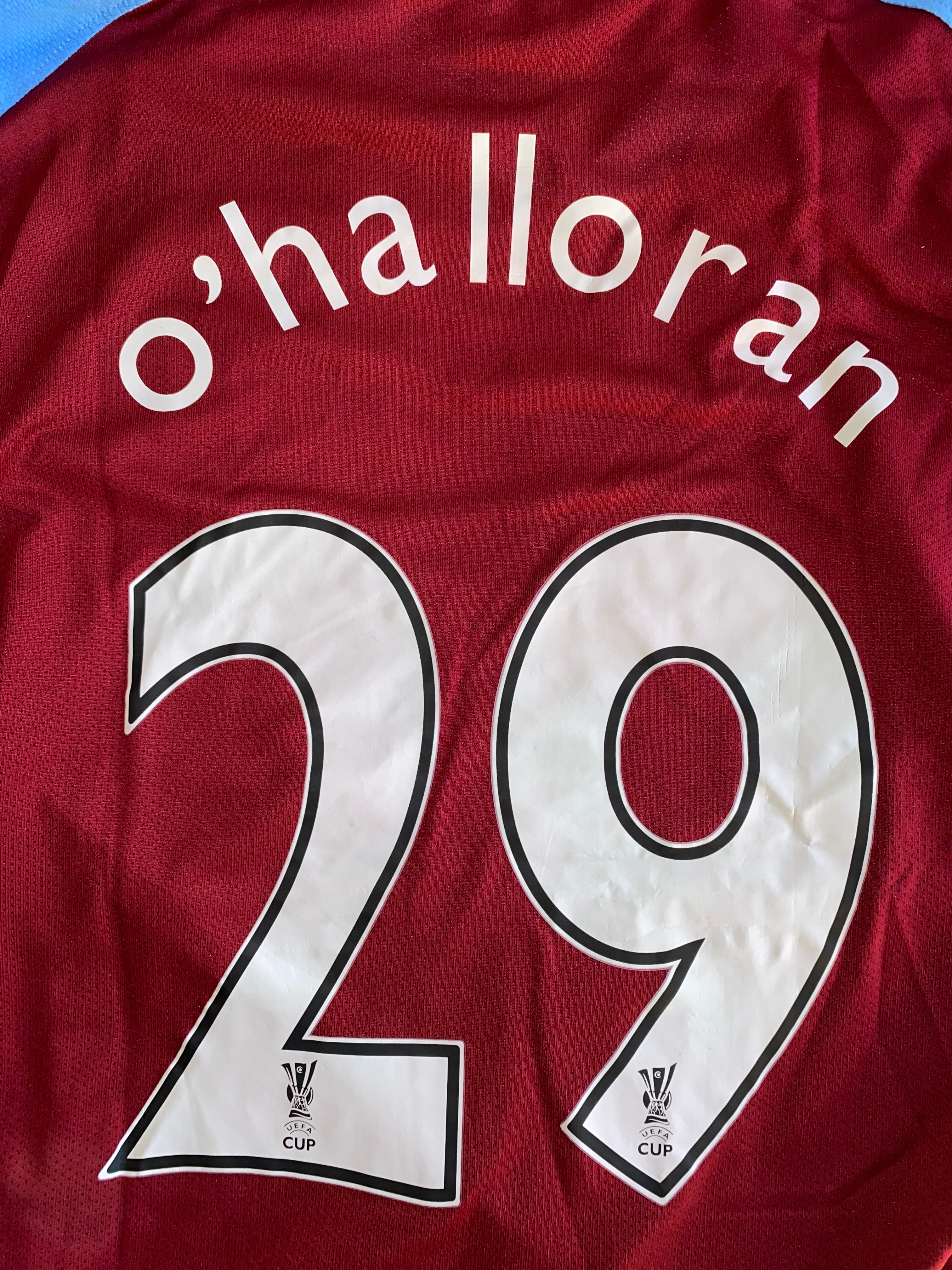 2008/09 MATCH ISSUE ASTON VILLA UEFA CUP SHIRT (O'HALLORAN #29)