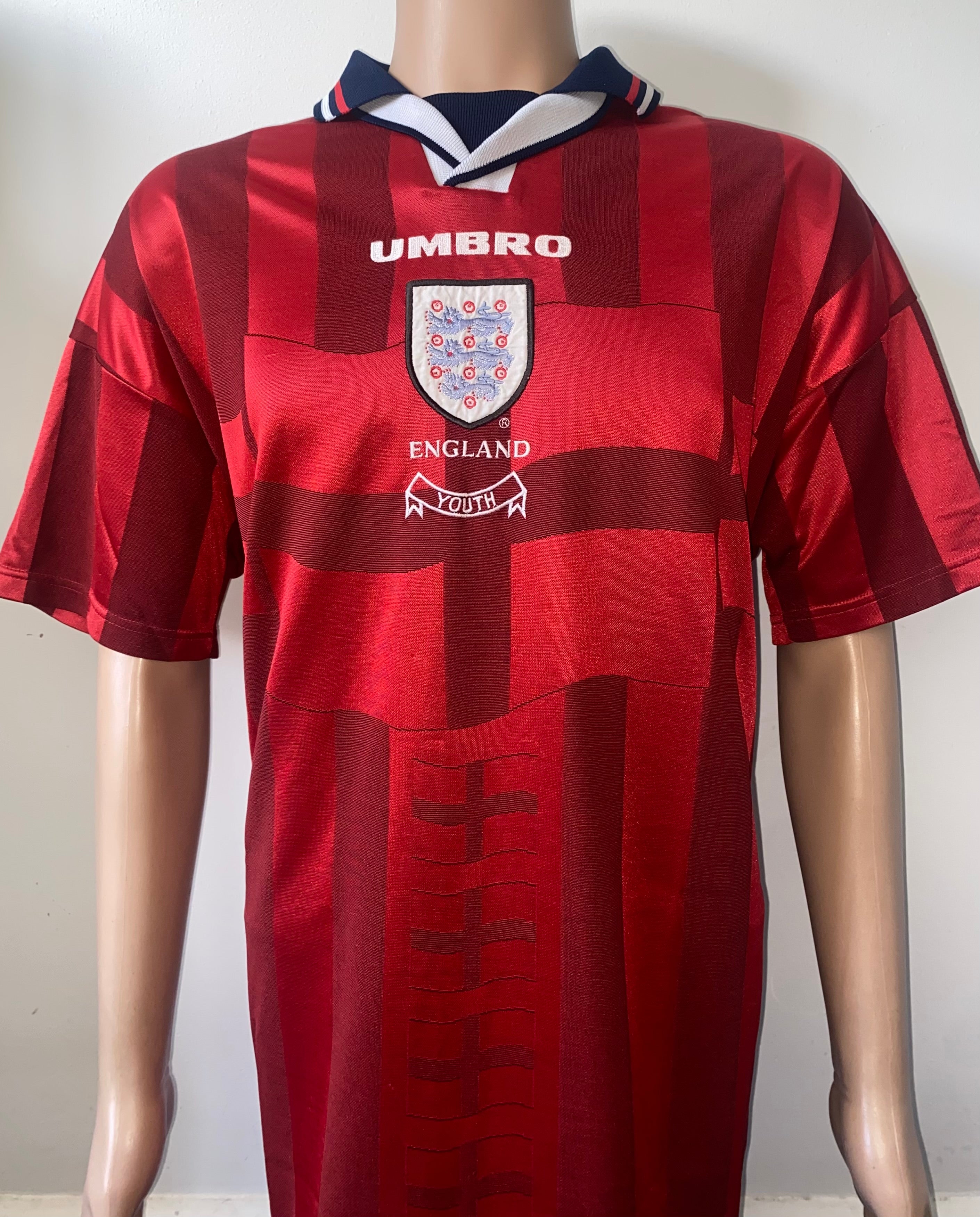 1997 ENGLAND UNDER 21 MATCH WORN UMBRO AWAY SHIRT #14