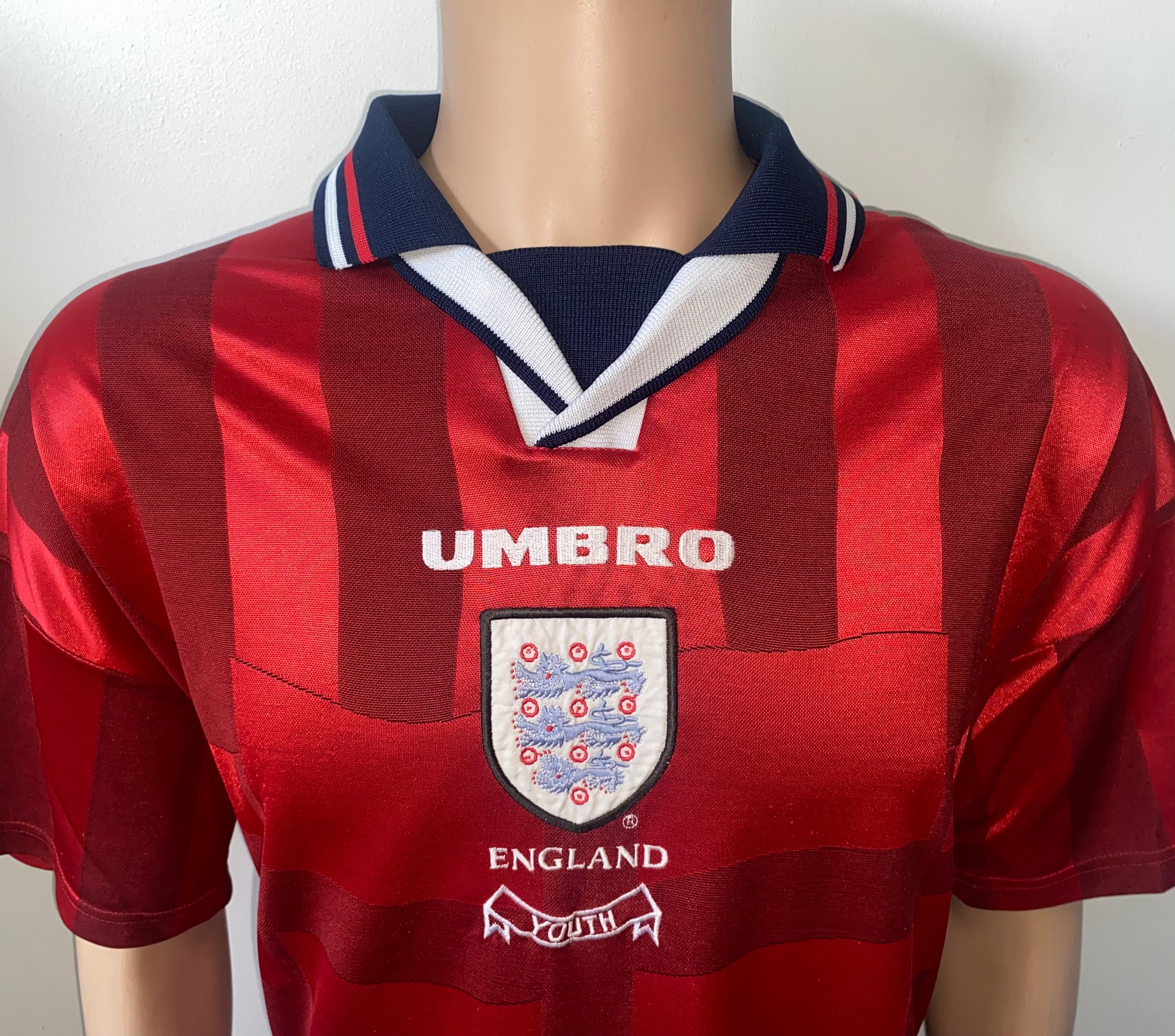 1997 ENGLAND UNDER 21 MATCH WORN UMBRO AWAY SHIRT #14