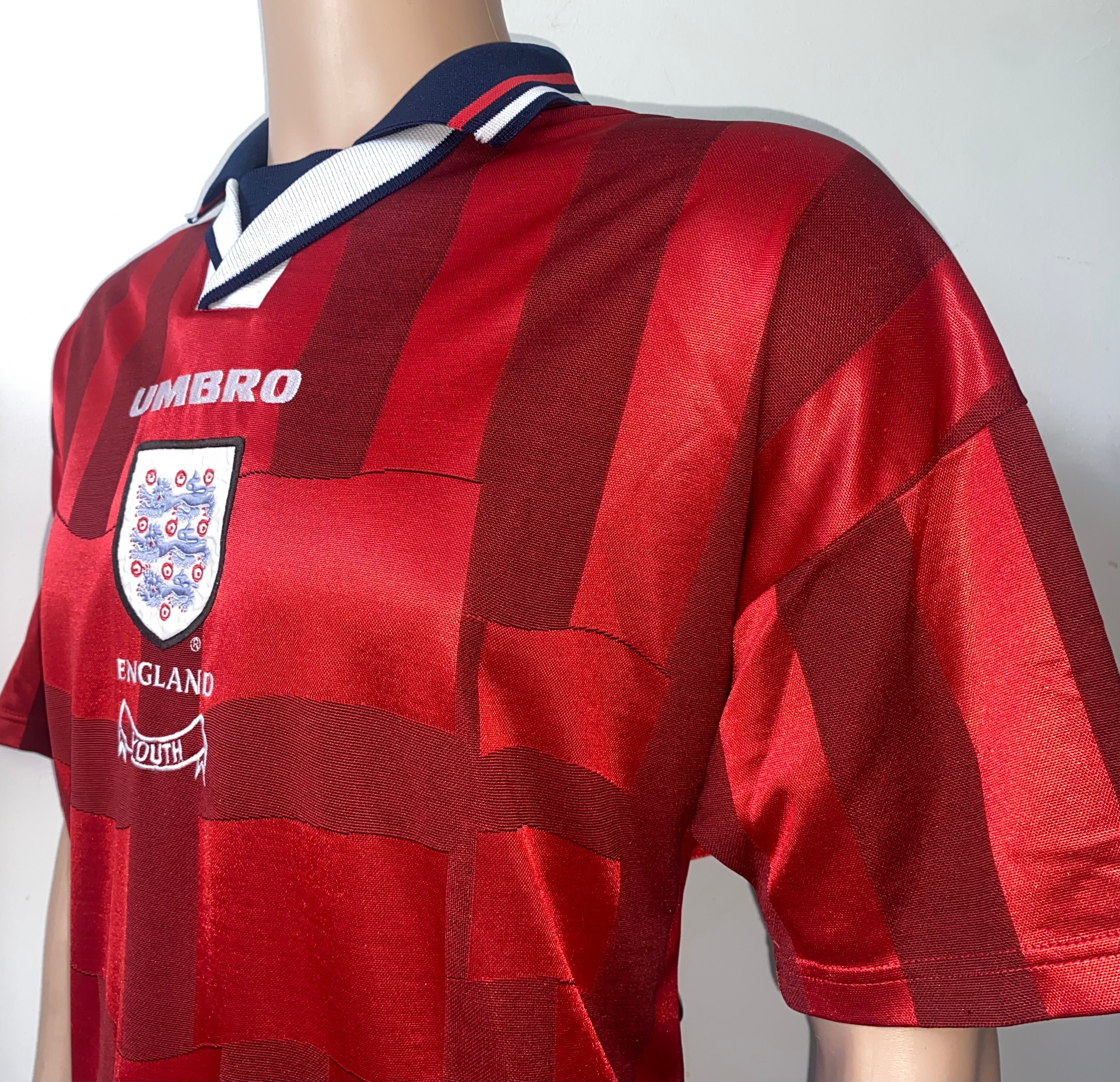 1997 ENGLAND UNDER 21 MATCH WORN UMBRO AWAY SHIRT #14
