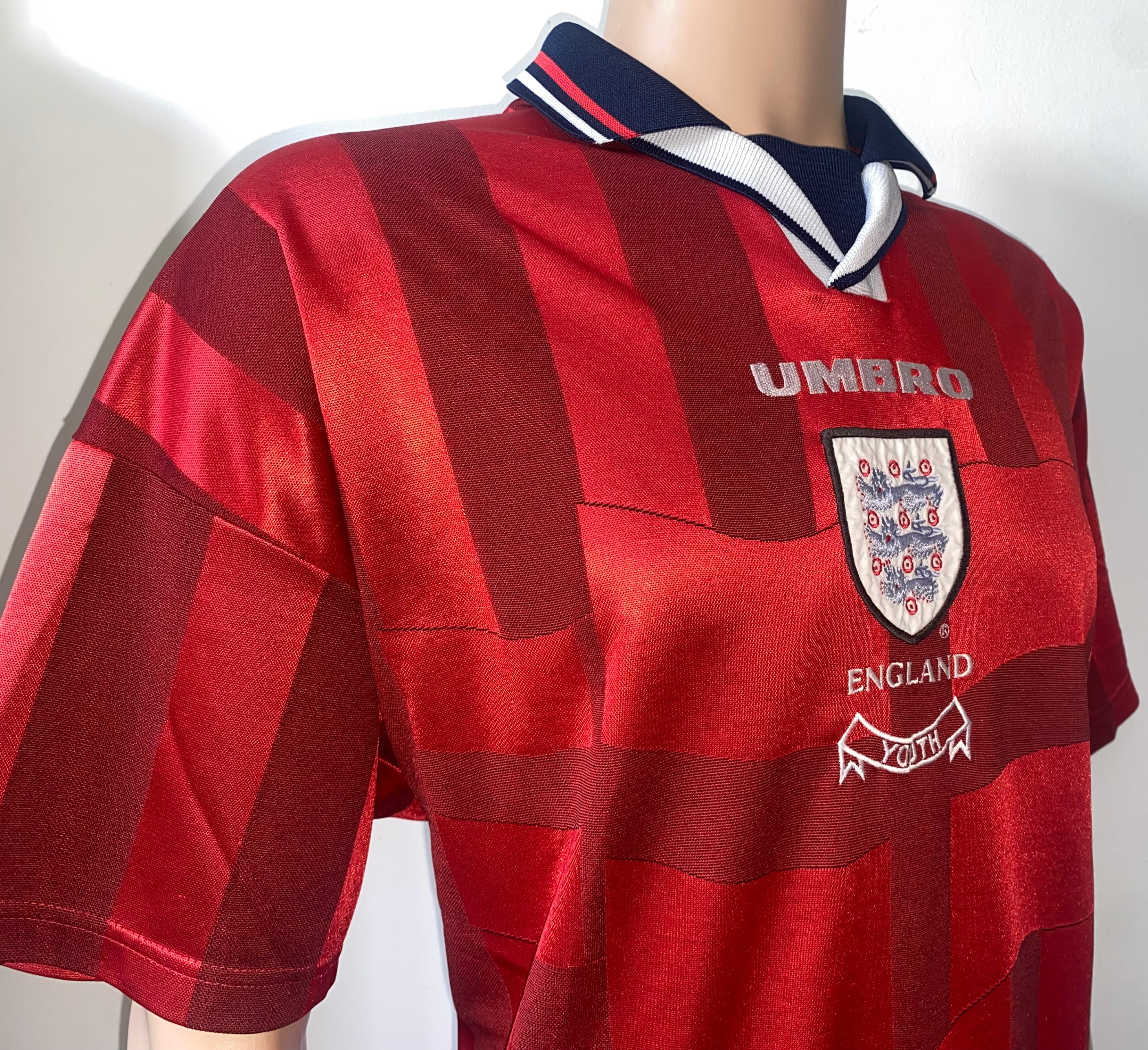 1997 ENGLAND UNDER 21 MATCH WORN UMBRO AWAY SHIRT #14
