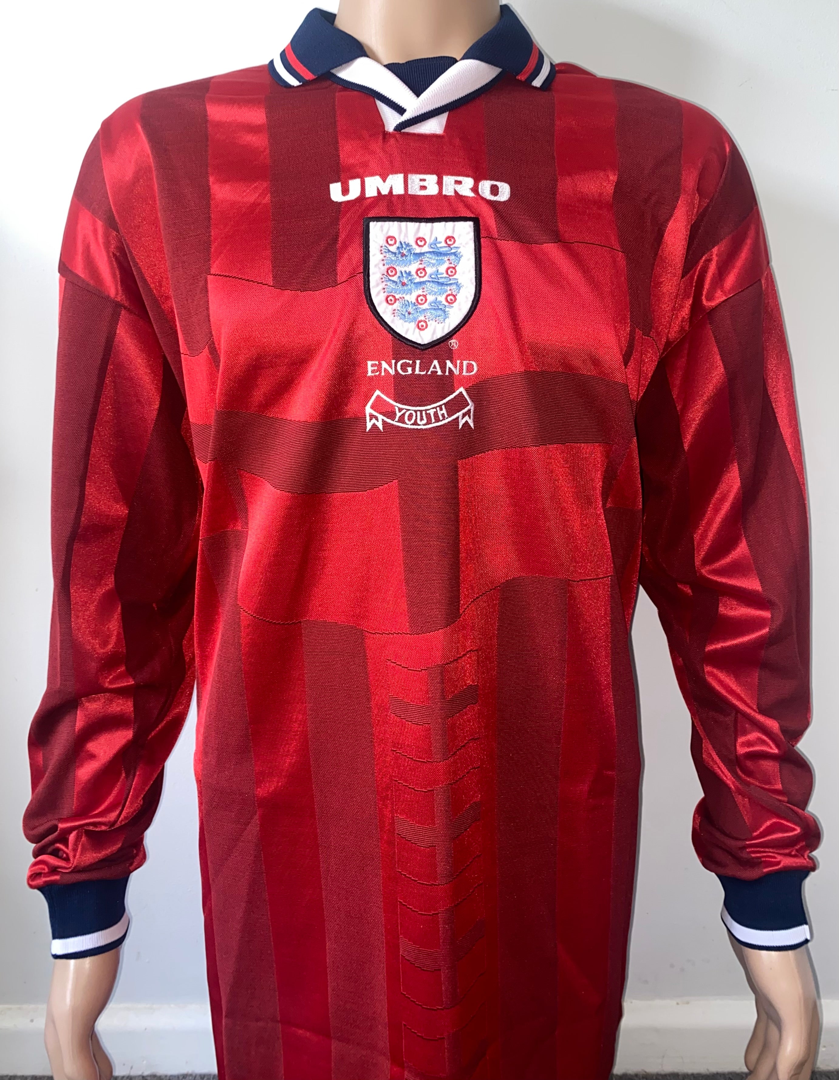 1997 ENGLAND UNDER 21 MATCH WORN UMBRO AWAY SHIRT #14