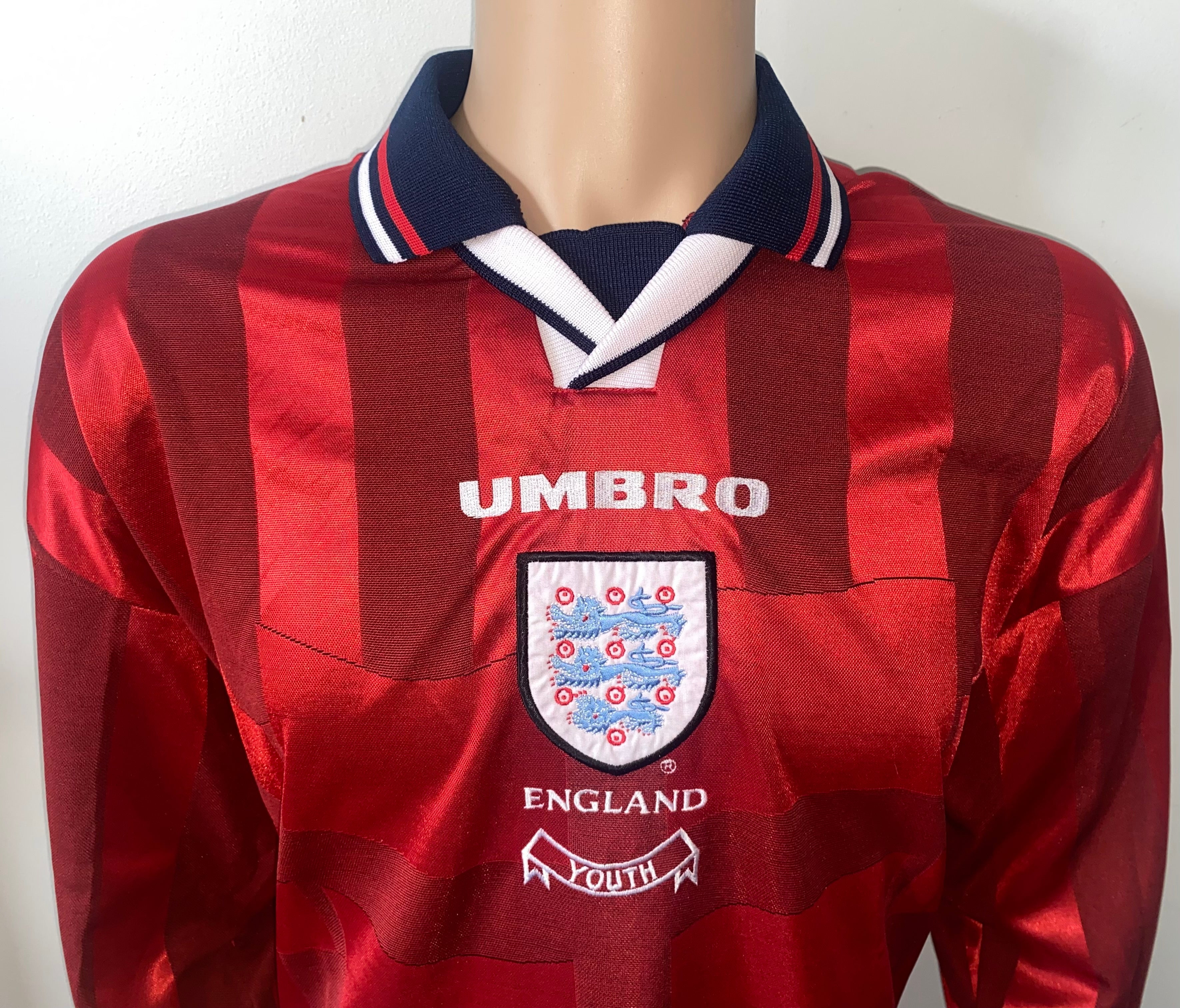 1997 ENGLAND UNDER 21 MATCH WORN UMBRO AWAY SHIRT #14