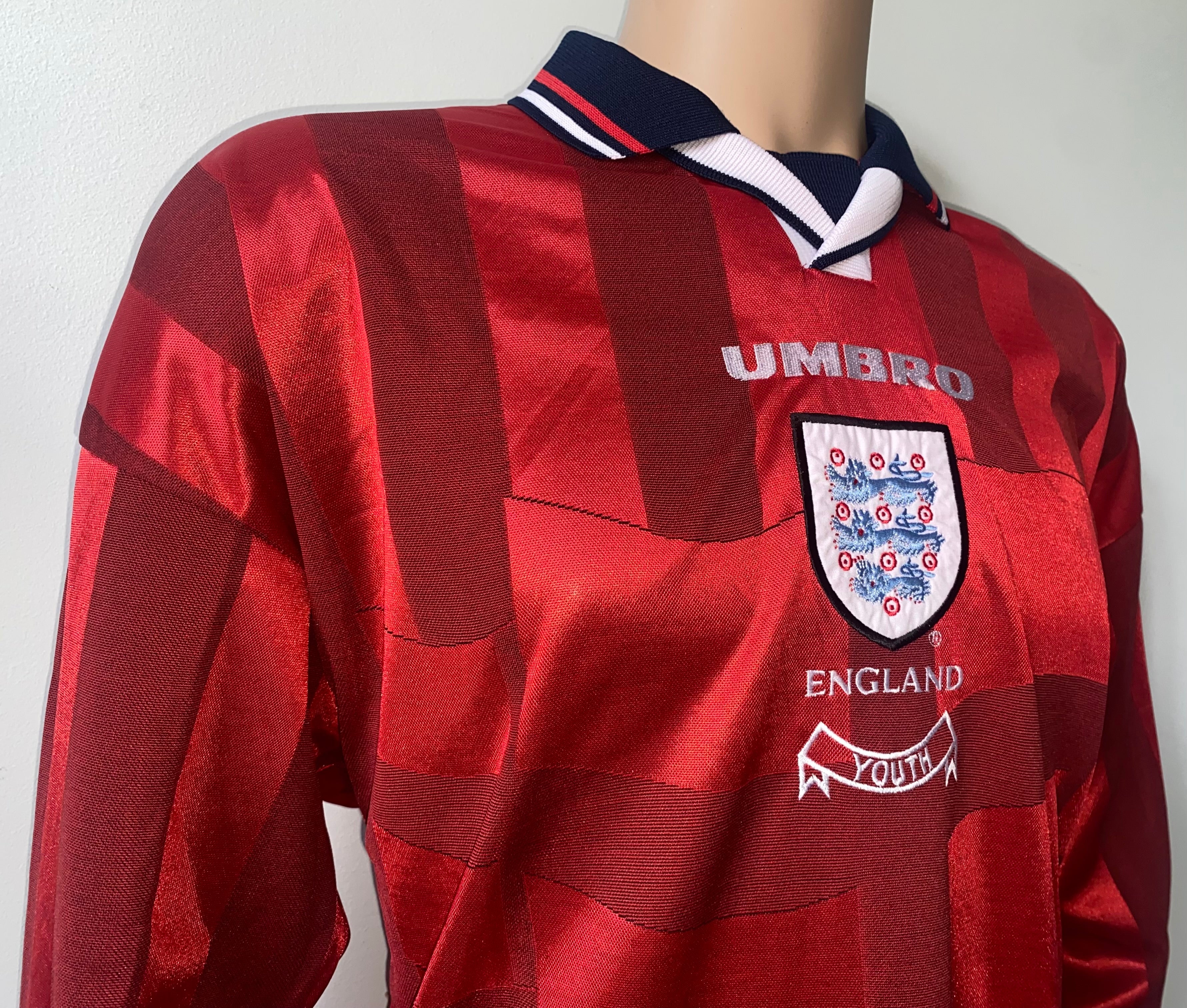 1997 ENGLAND UNDER 21 MATCH WORN UMBRO AWAY SHIRT #14