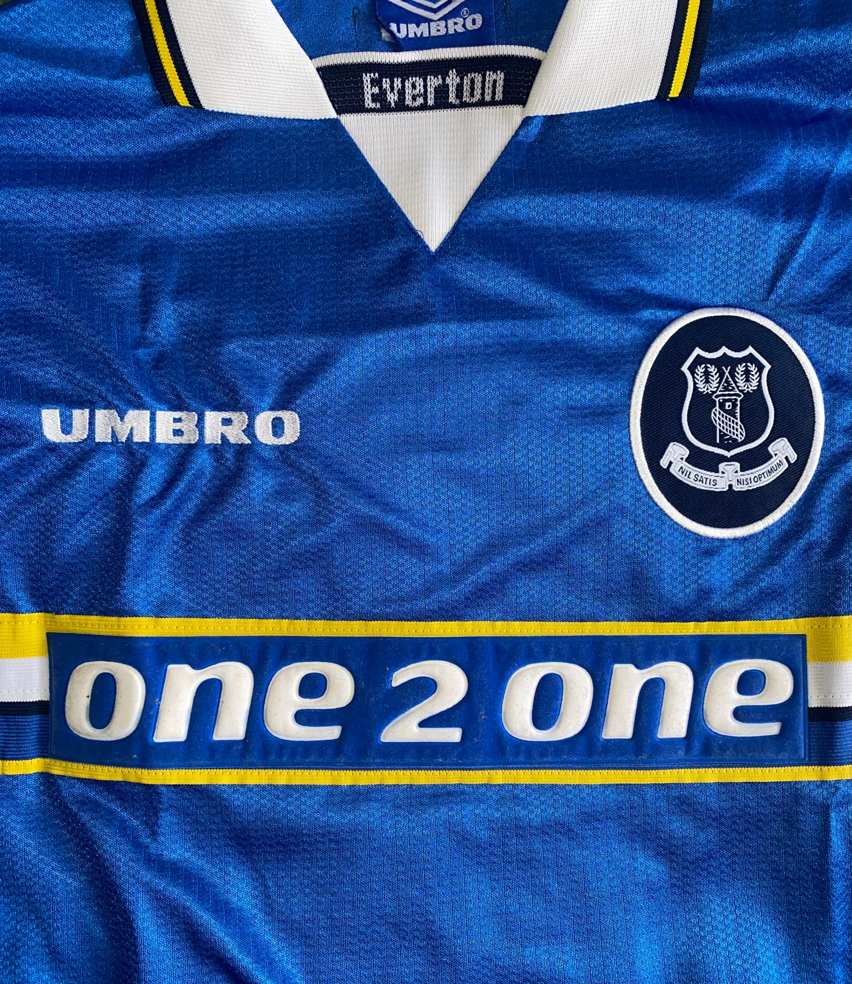1997/98 EVERTON MATCH WORN HOME SHIRT OSTER #19