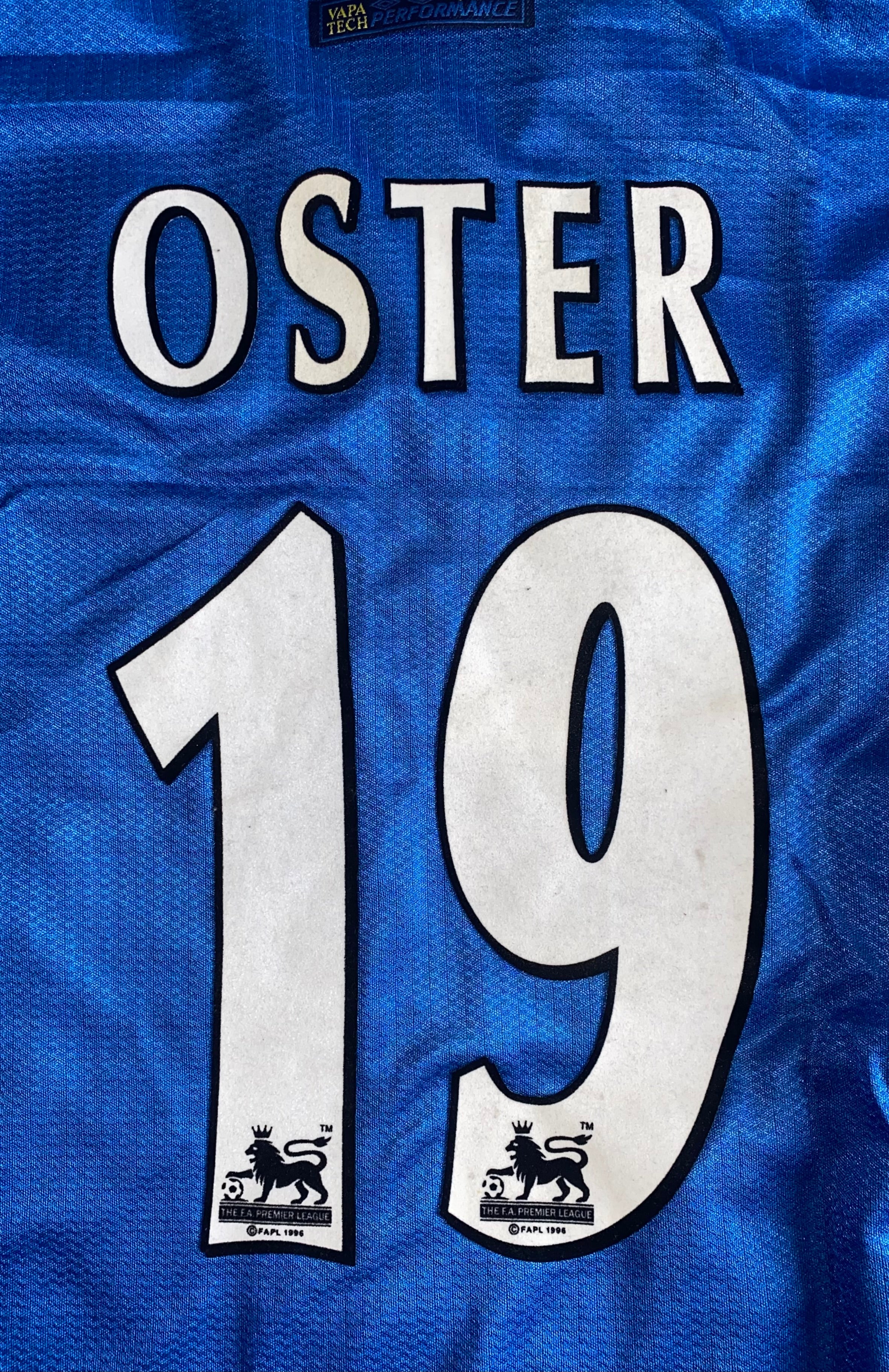 1997/98 EVERTON MATCH WORN HOME SHIRT OSTER #19
