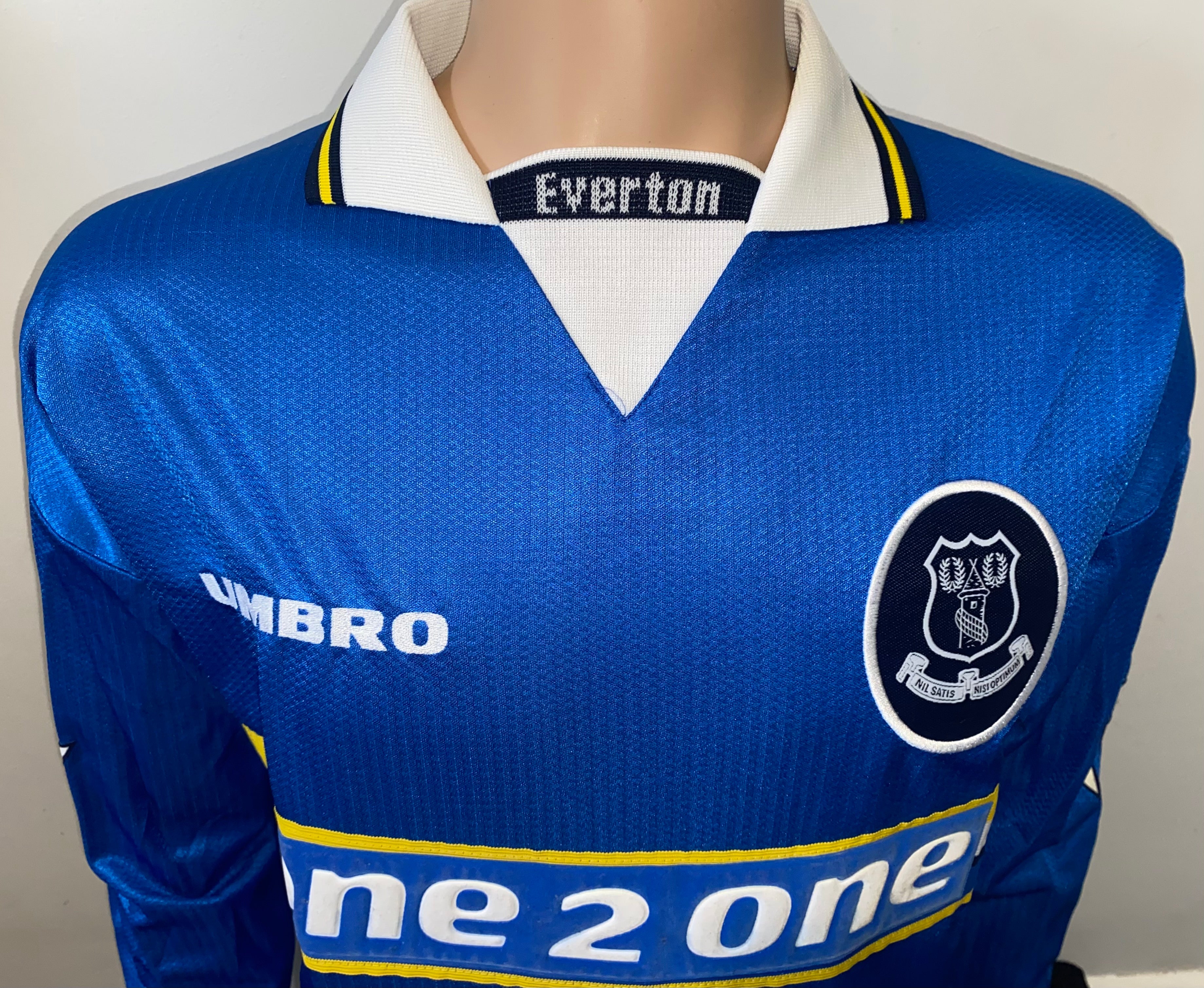 1997/98 EVERTON MATCH WORN HOME SHIRT OSTER #19