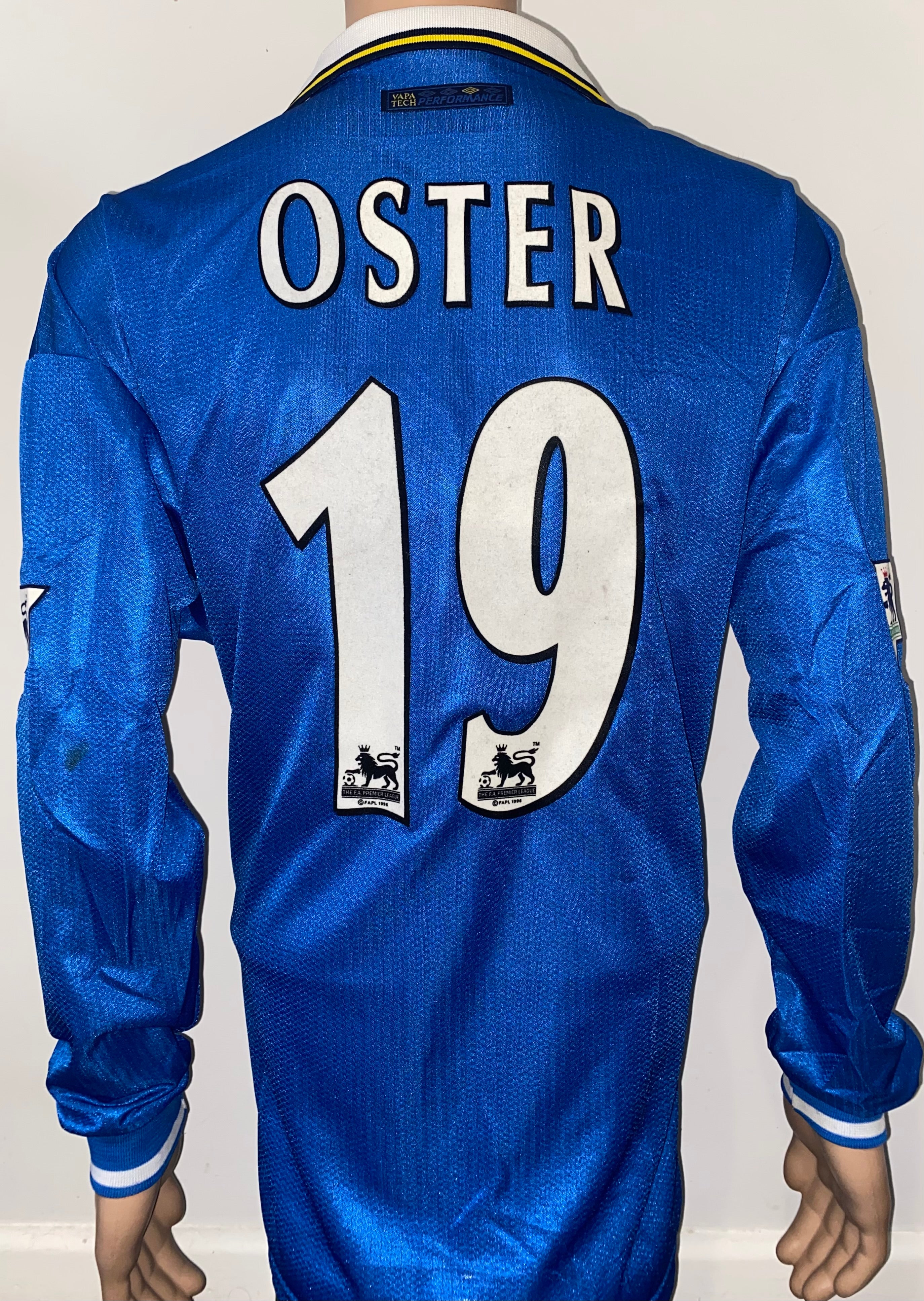 1997/98 EVERTON MATCH WORN HOME SHIRT OSTER #19
