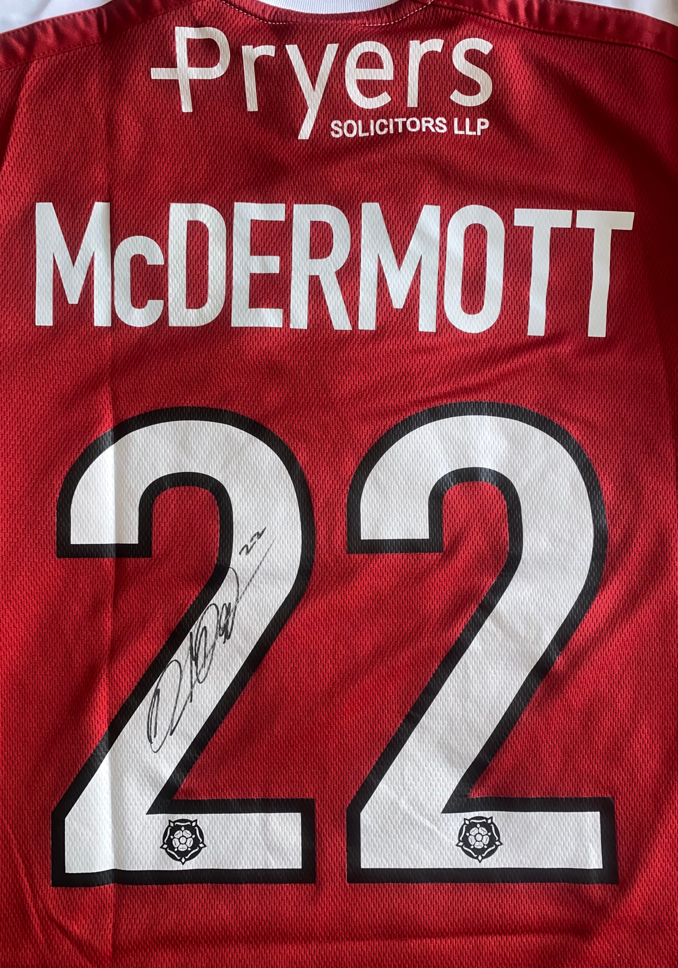 2010/11 YORK CITY MATCH WORN HOME SHIRT (MCDERMOTT #23)