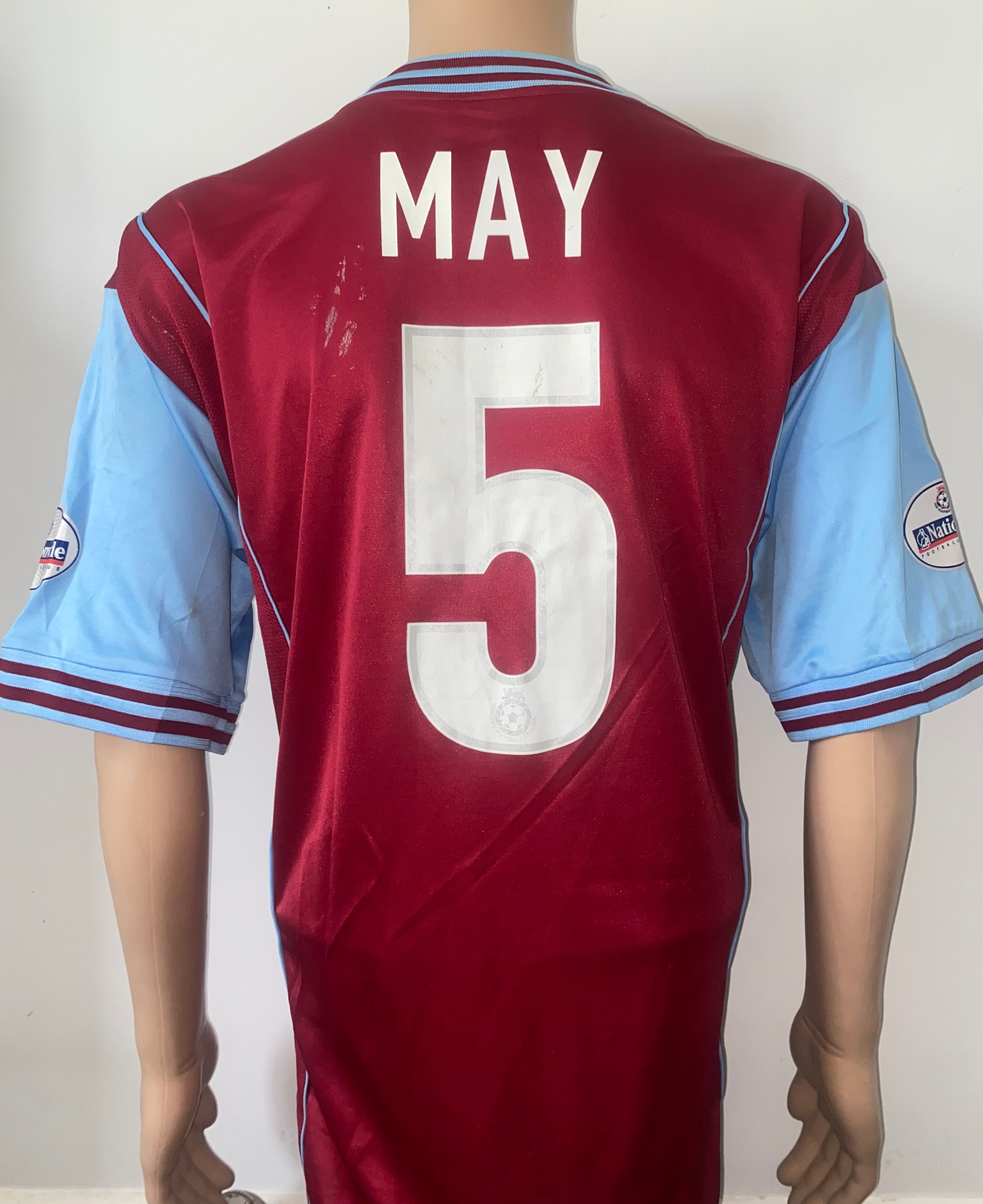 2003/04 BURNLEY MATCH WORN HOME SHIRT (DAVID MAY #5)