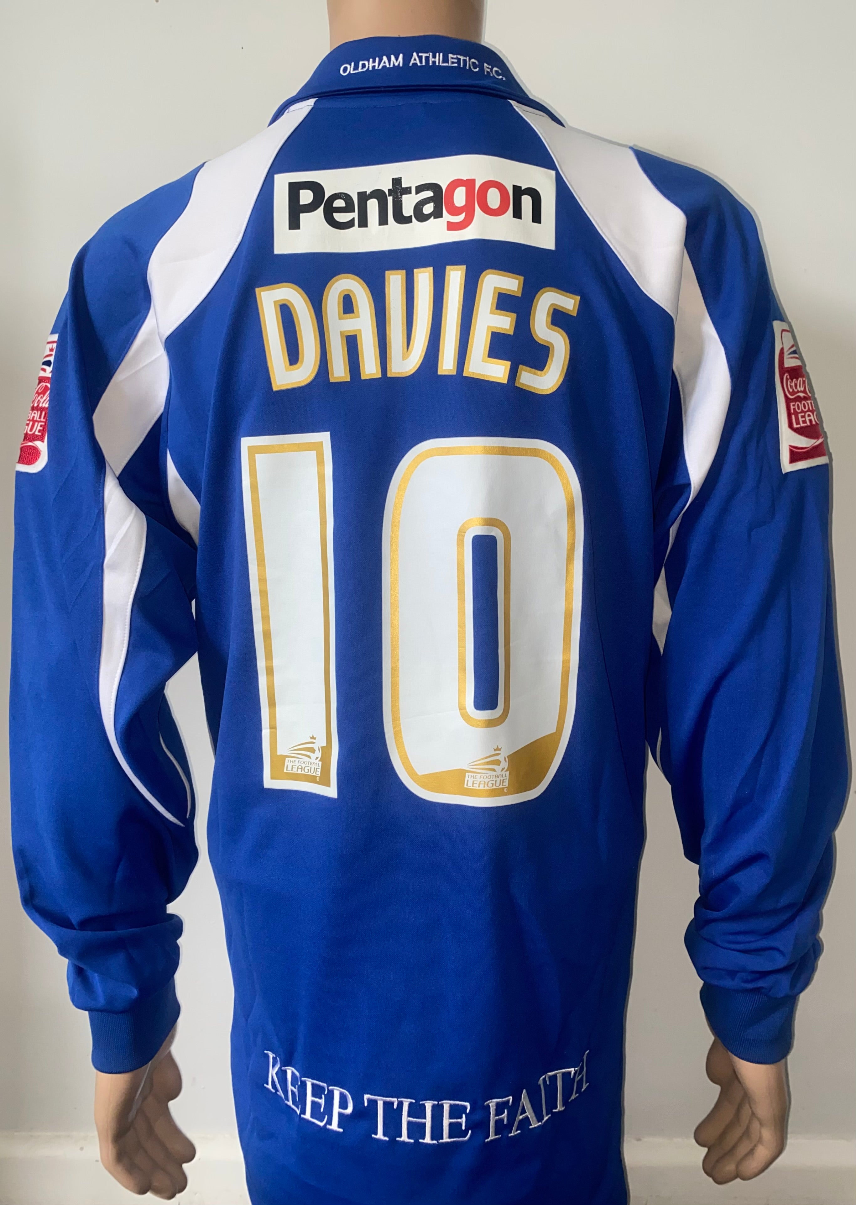 2008/09 OLDHAM ATHLETIC MATCH WORN HOME SHIRT (DAVIES #10)