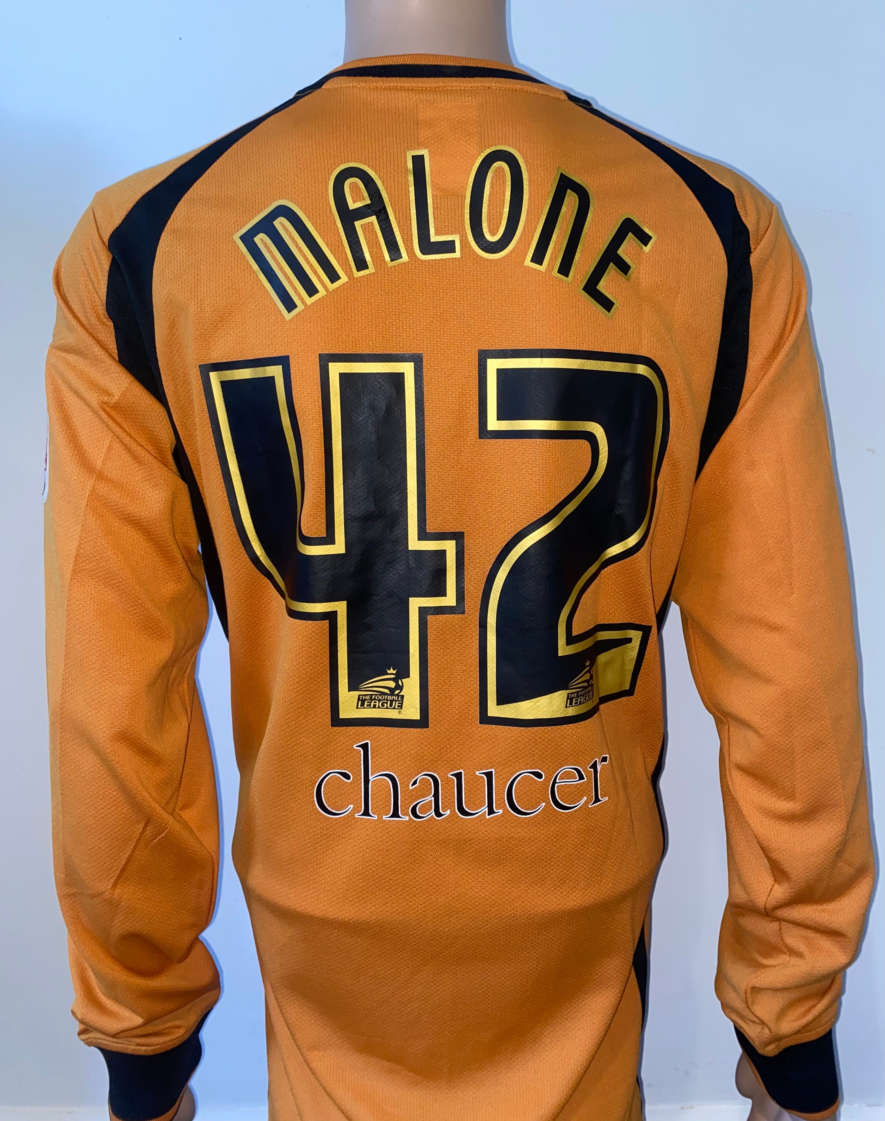 2008/09 WOLVERHAMPTON WANDERERS MATCH ISSUE HOME SHIRT (MALONE #42)