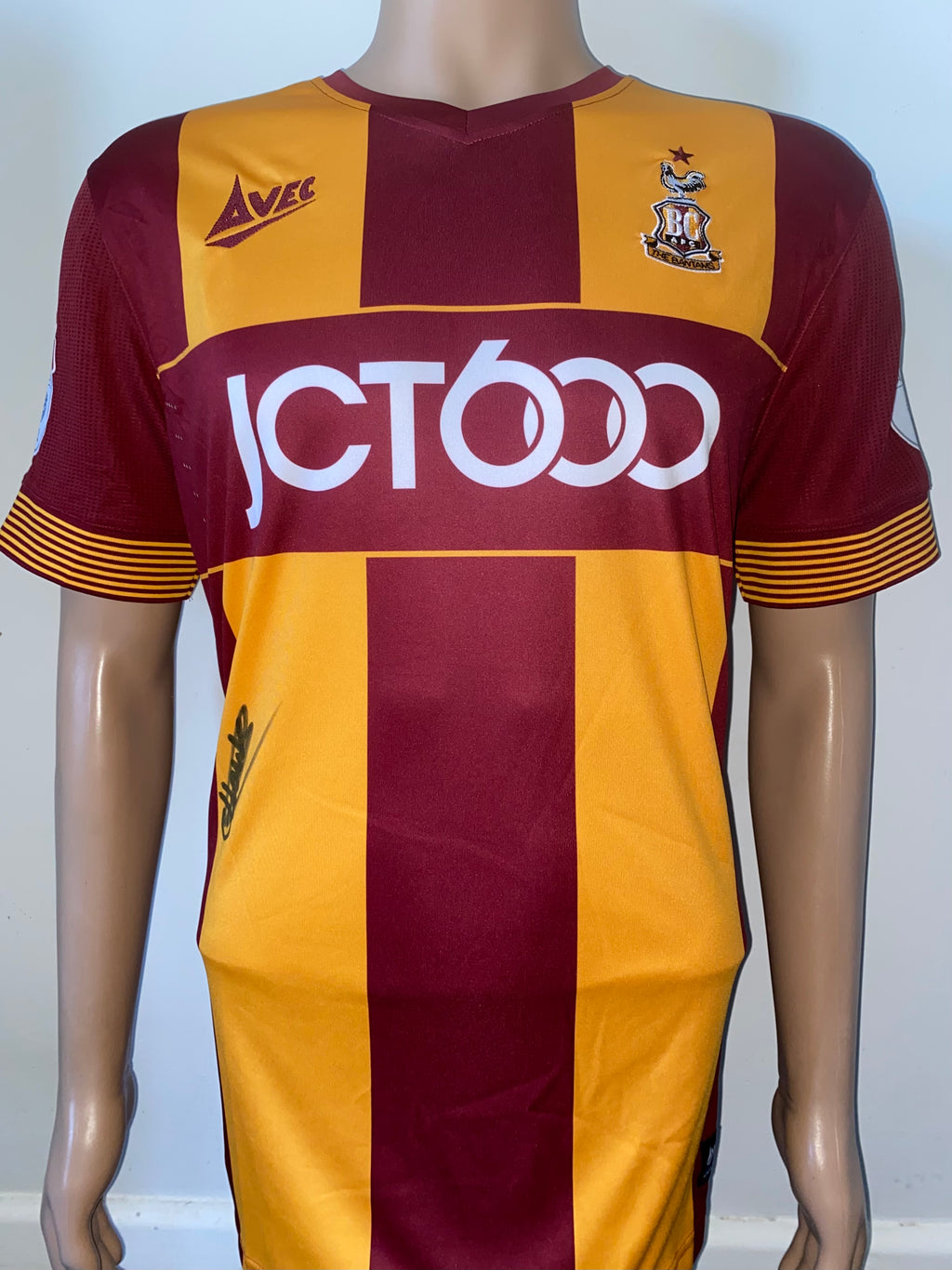 2017/18 BRADFORD CITY MATCH WORN HOME SHIRT (HAWKES #28)