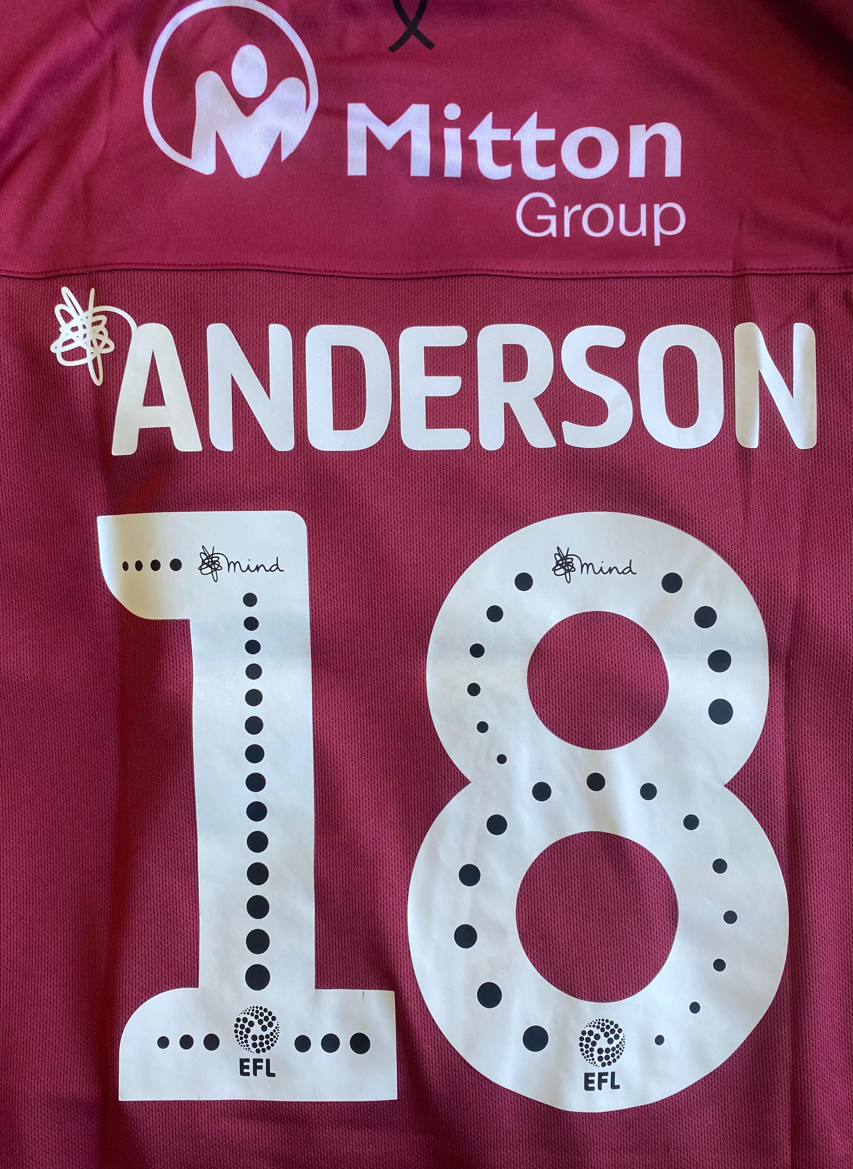 2019/20 BRADFORD CITY MATCH WORN HOME SHIRT (ANDERSON #18)