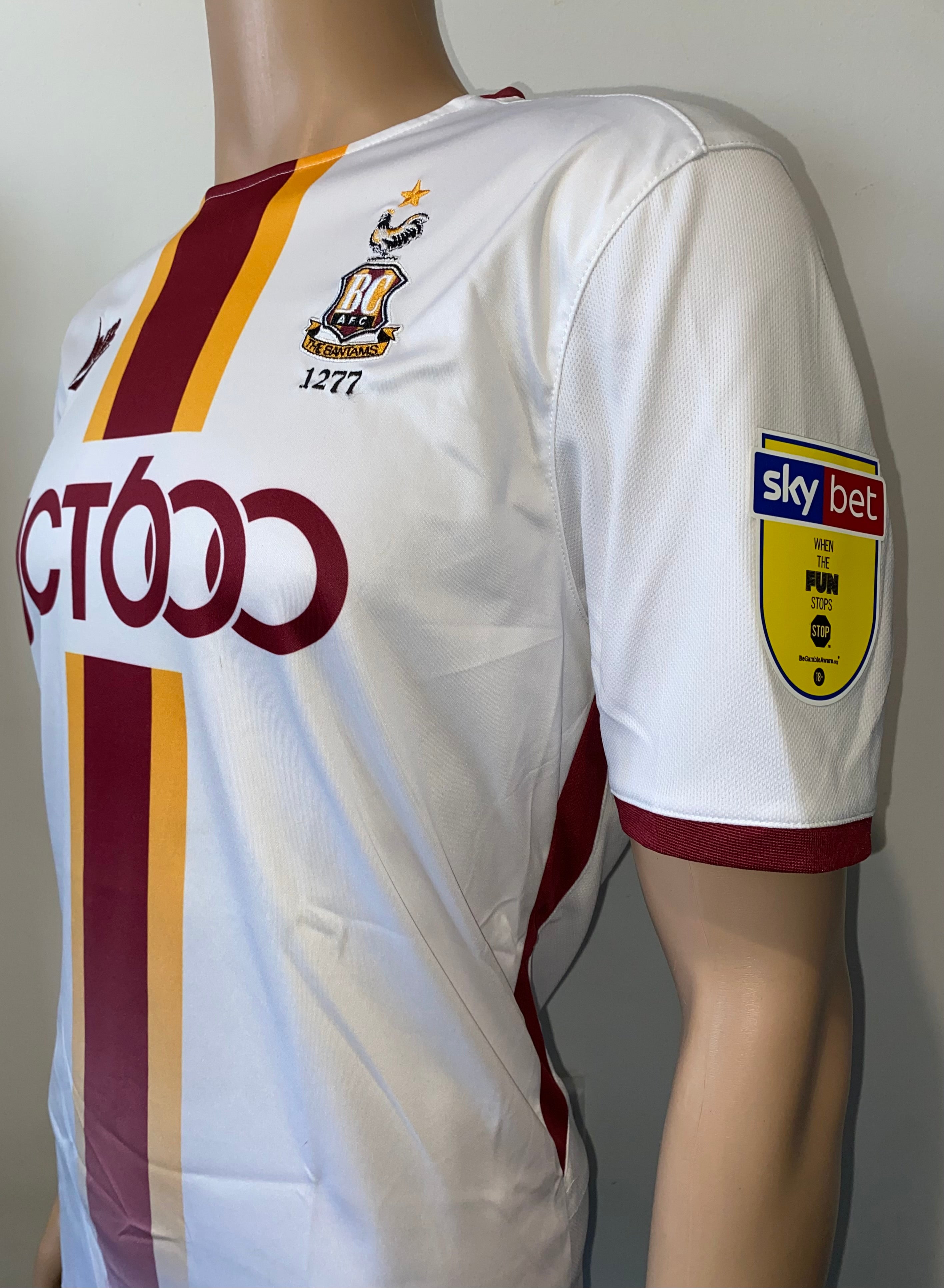 2019/20 BRADFORD CITY MATCH WORN AWAY SHIRT (HENLEY #22)
