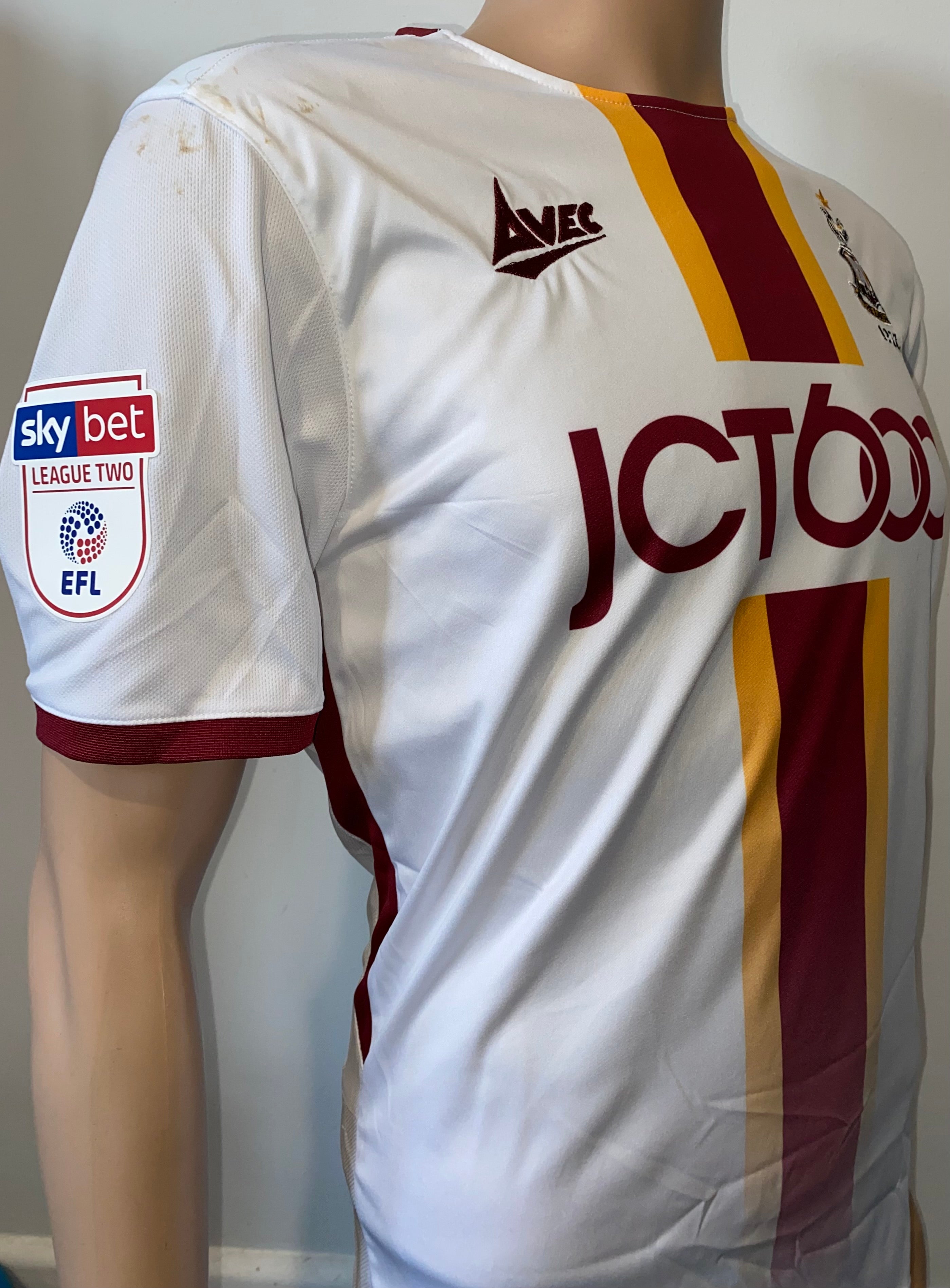 2019/20 BRADFORD CITY MATCH WORN AWAY SHIRT (HENLEY #22)