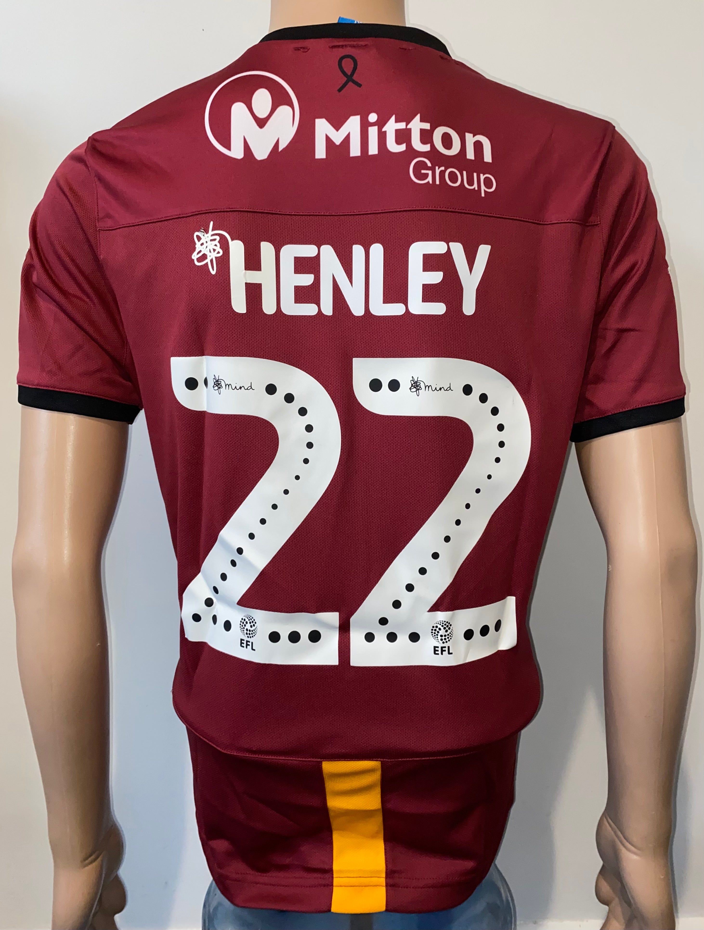 2019/20 BRADFORD CITY MATCH WORN HOME SHIRT (HENLEY #22)