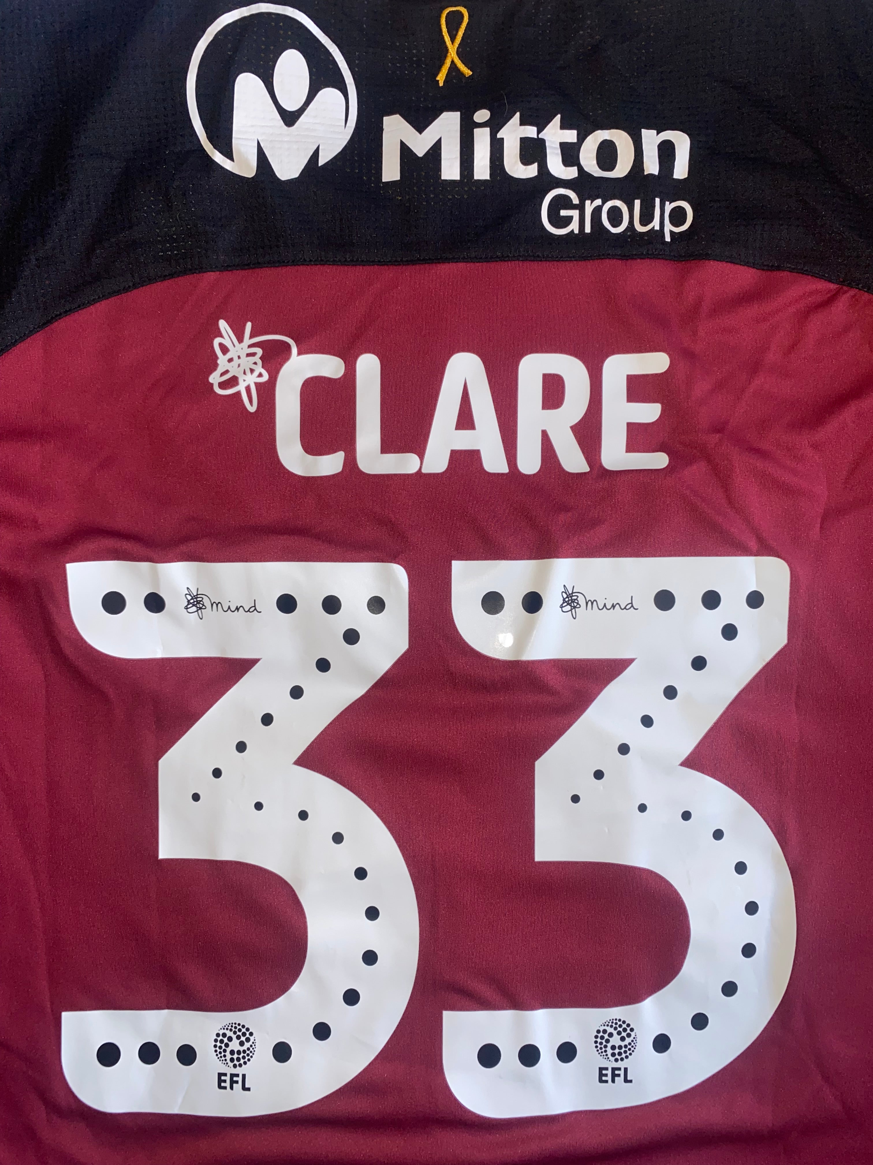 2018/19 BRADFORD CITY MATCH ISSUE HOME SHIRT (CLARE #33)
