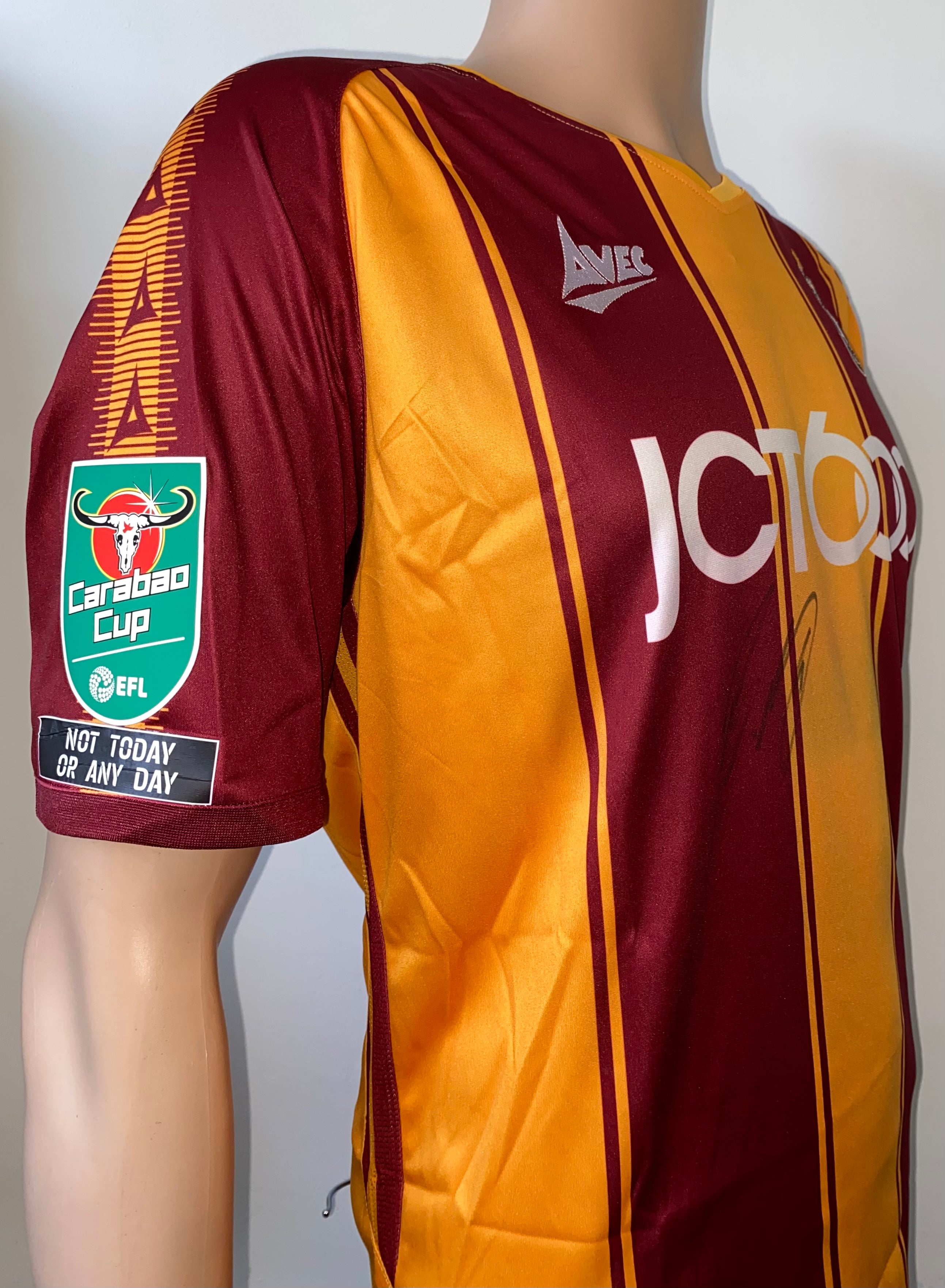 2020/21 BRADFORD CITY MATCH WORN HOME SHIRT (EVERTON-RICHARDS v LINCOLN carabao cup)