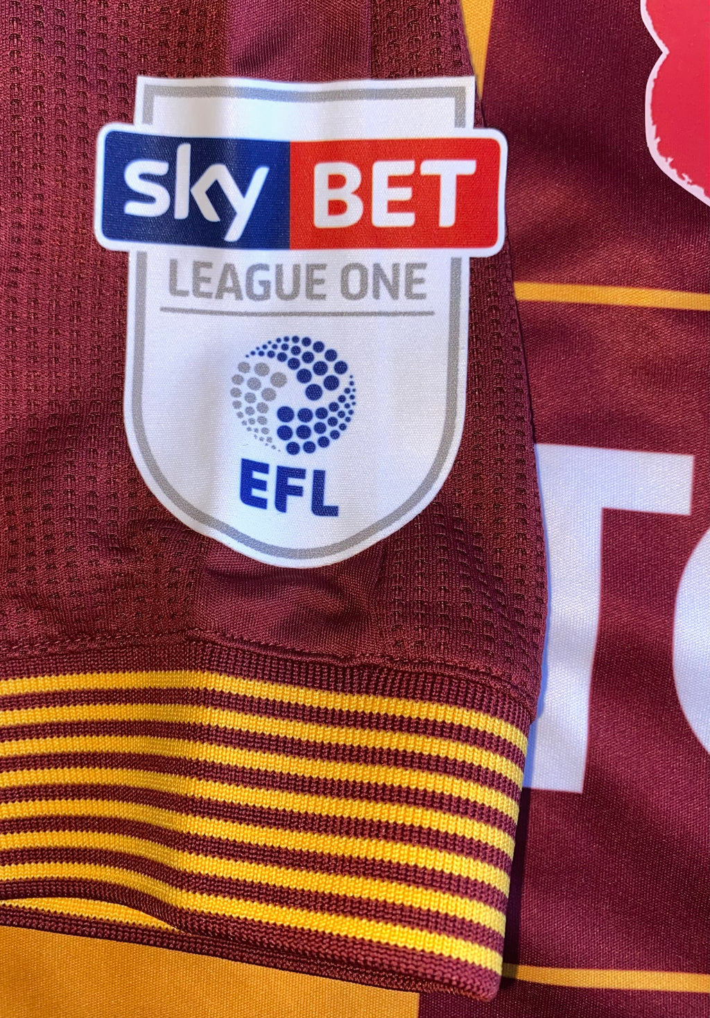 2017/18 BRADFORD CITY MATCH WORN HOME SHIRT (FIELD #15 v PLYMOUTH ARGYLE)