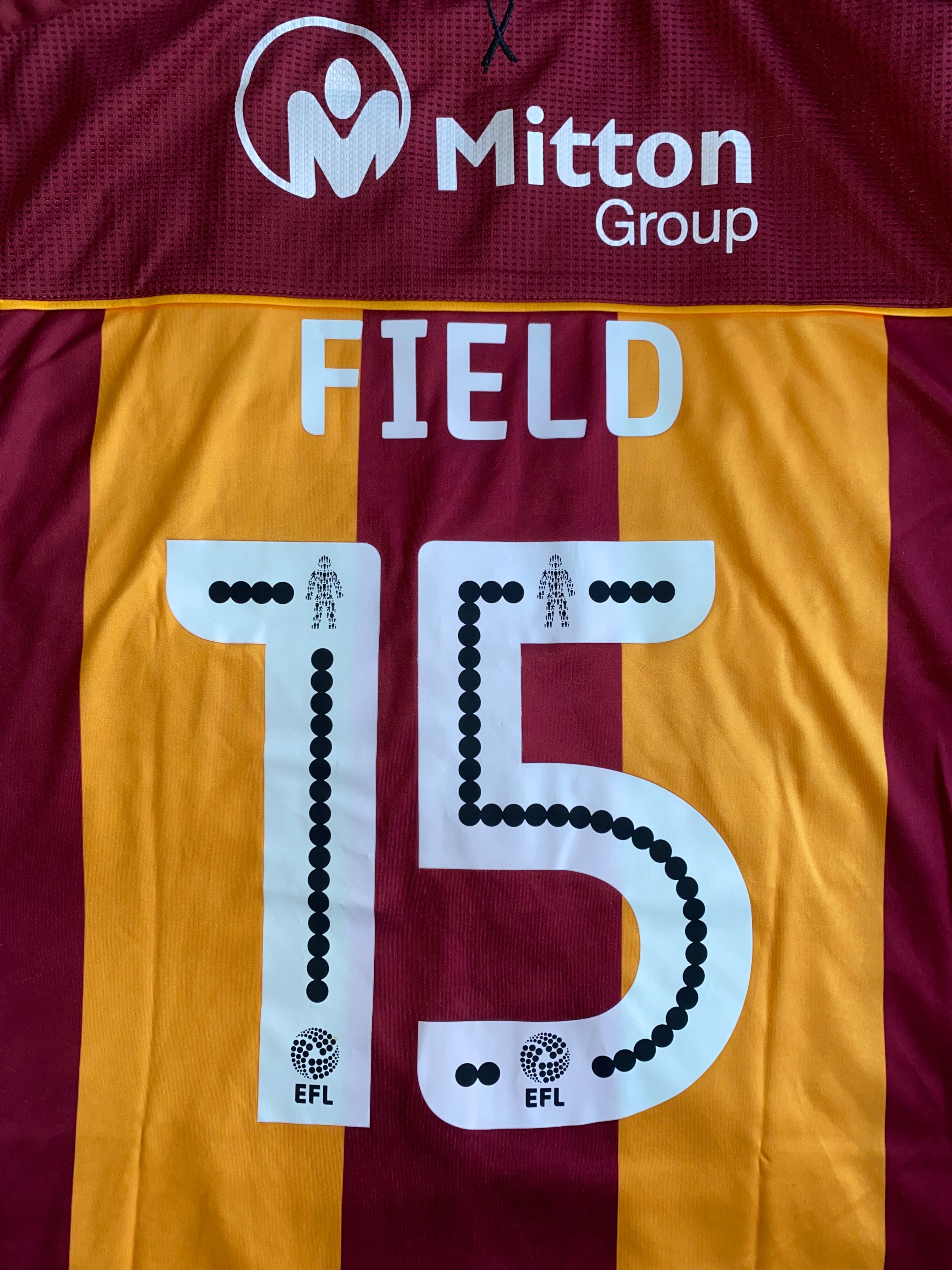 2017/18 BRADFORD CITY MATCH WORN HOME SHIRT (FIELD #15 v PLYMOUTH ARGYLE)