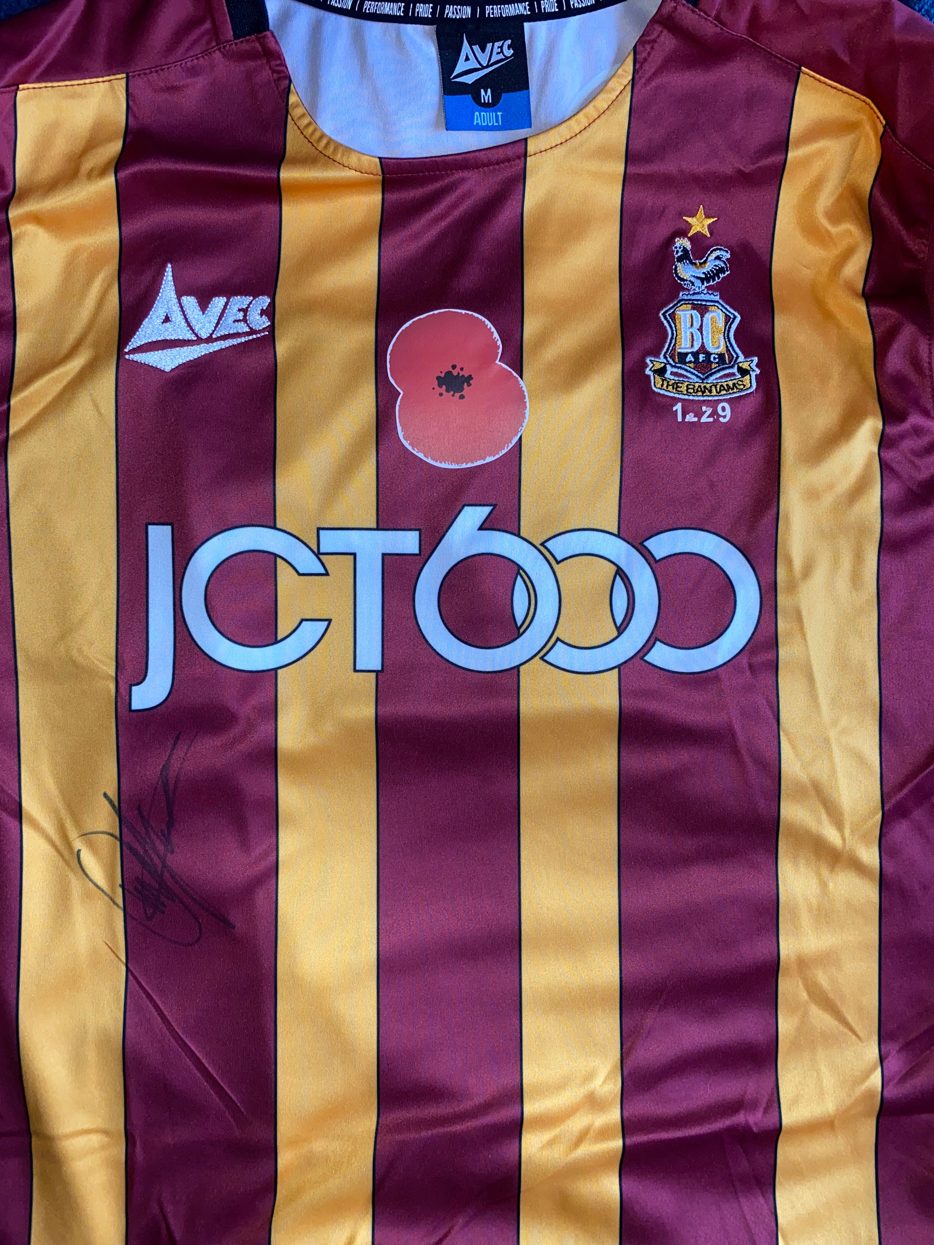 2019/20 BRADFORD CITY MATCH WORN HOME SHIRT (PATRICK #20 V EXETER CITY HOME)