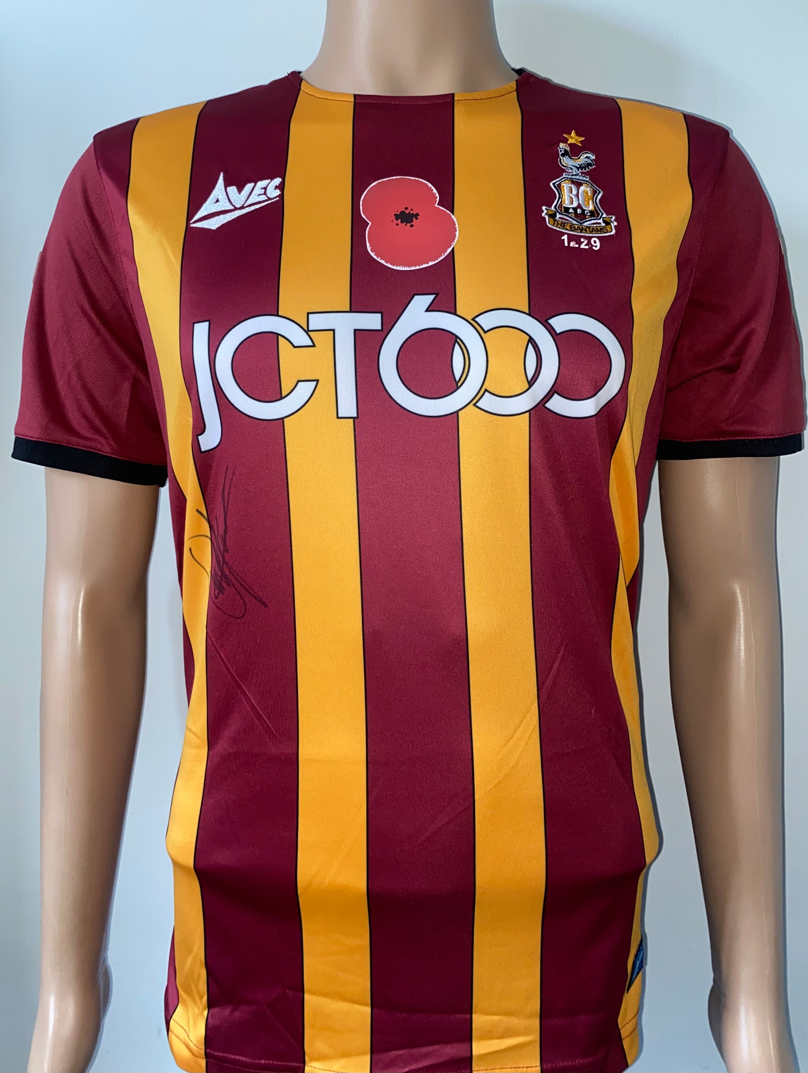 2019/20 BRADFORD CITY MATCH WORN HOME SHIRT (PATRICK #20 V EXETER CITY HOME)
