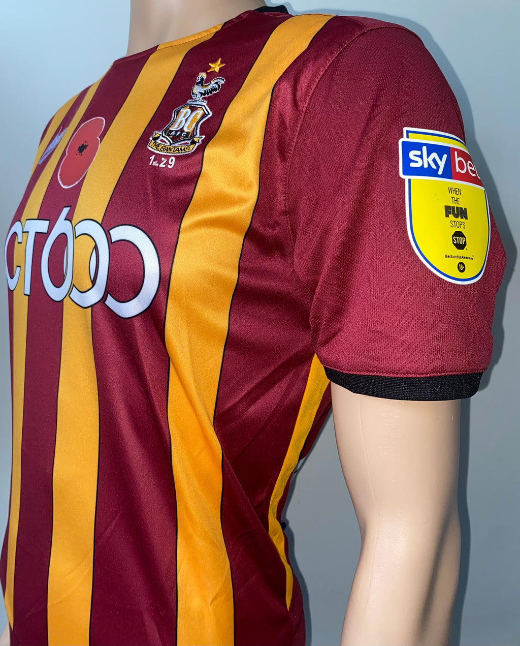 2019/20 BRADFORD CITY MATCH WORN HOME SHIRT (PATRICK #20 V EXETER CITY HOME)