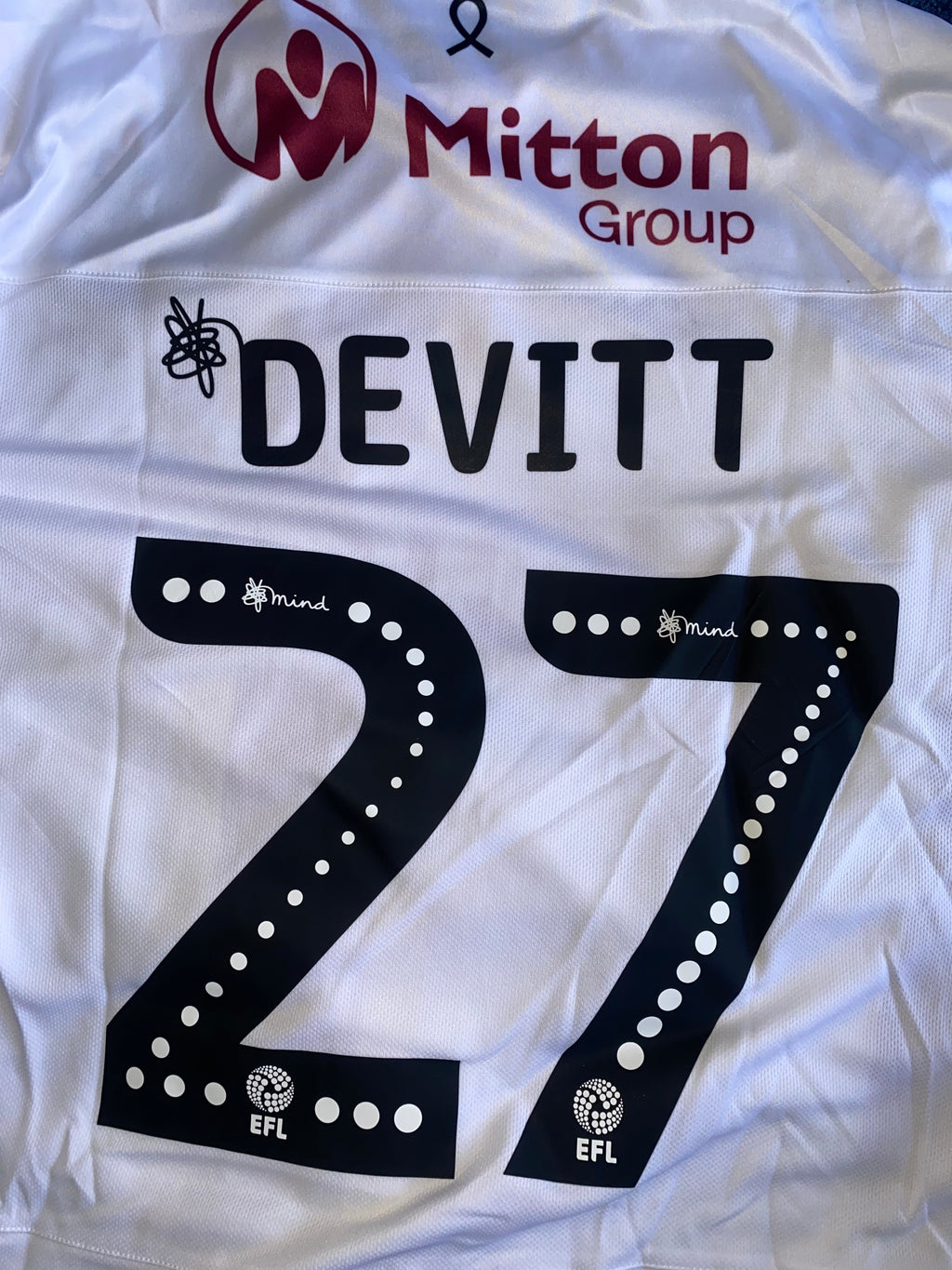 2019/20 BRADFORD CITY MATCH WORN AWAY SHIRT (DEVITT #27)