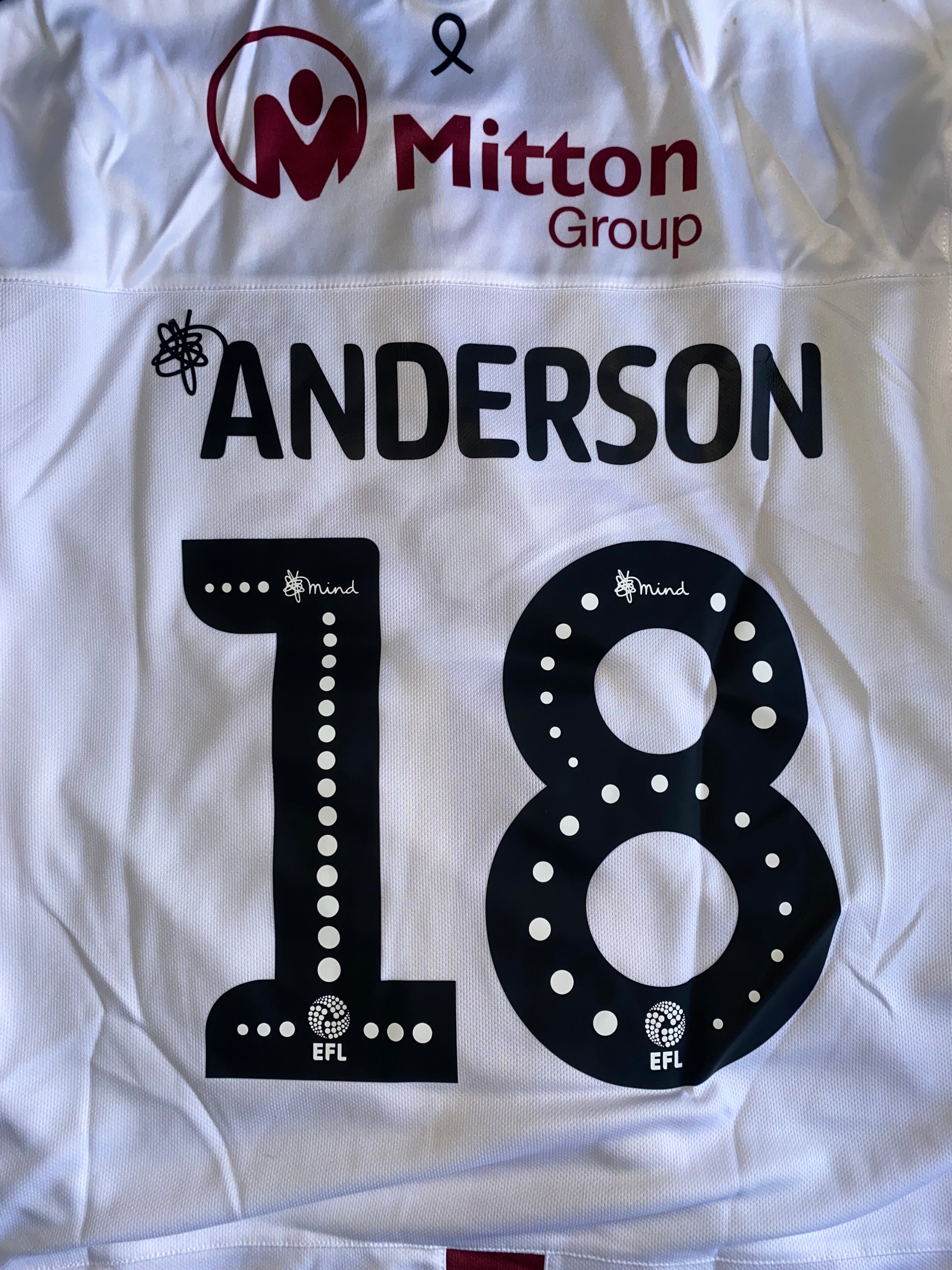 2019/20 BRADFORD CITY MATCH WORN AWAY SHIRT (ANDERSON 18)