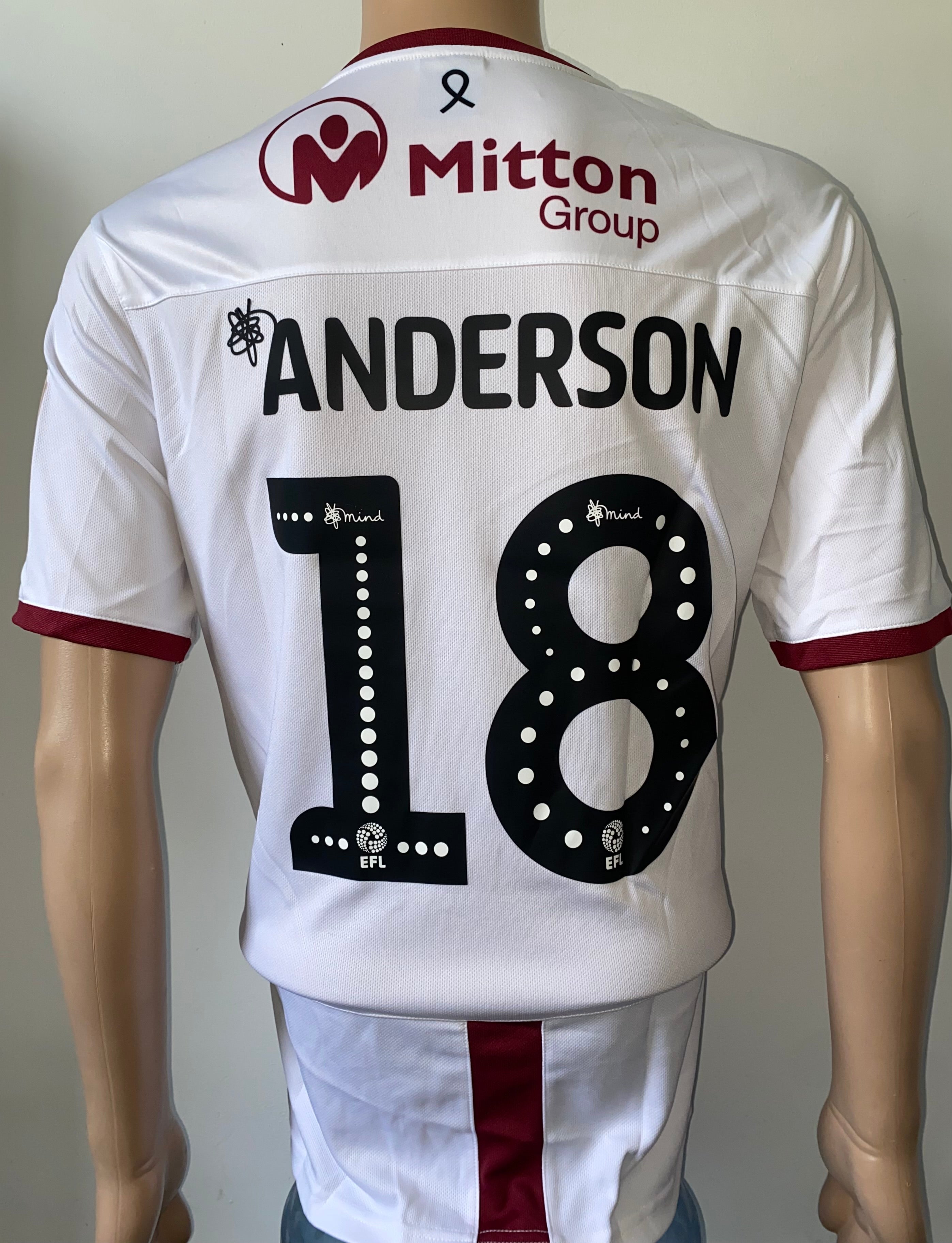 2019/20 BRADFORD CITY MATCH WORN AWAY SHIRT (ANDERSON 18)