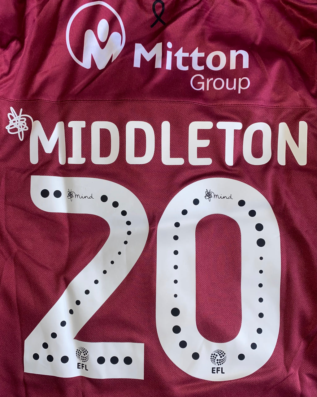 2019/20 BRADFORD CITY MATCH WORN HOME SHIRT (MIDDLETON #20 V GRIMSBY TOWN)