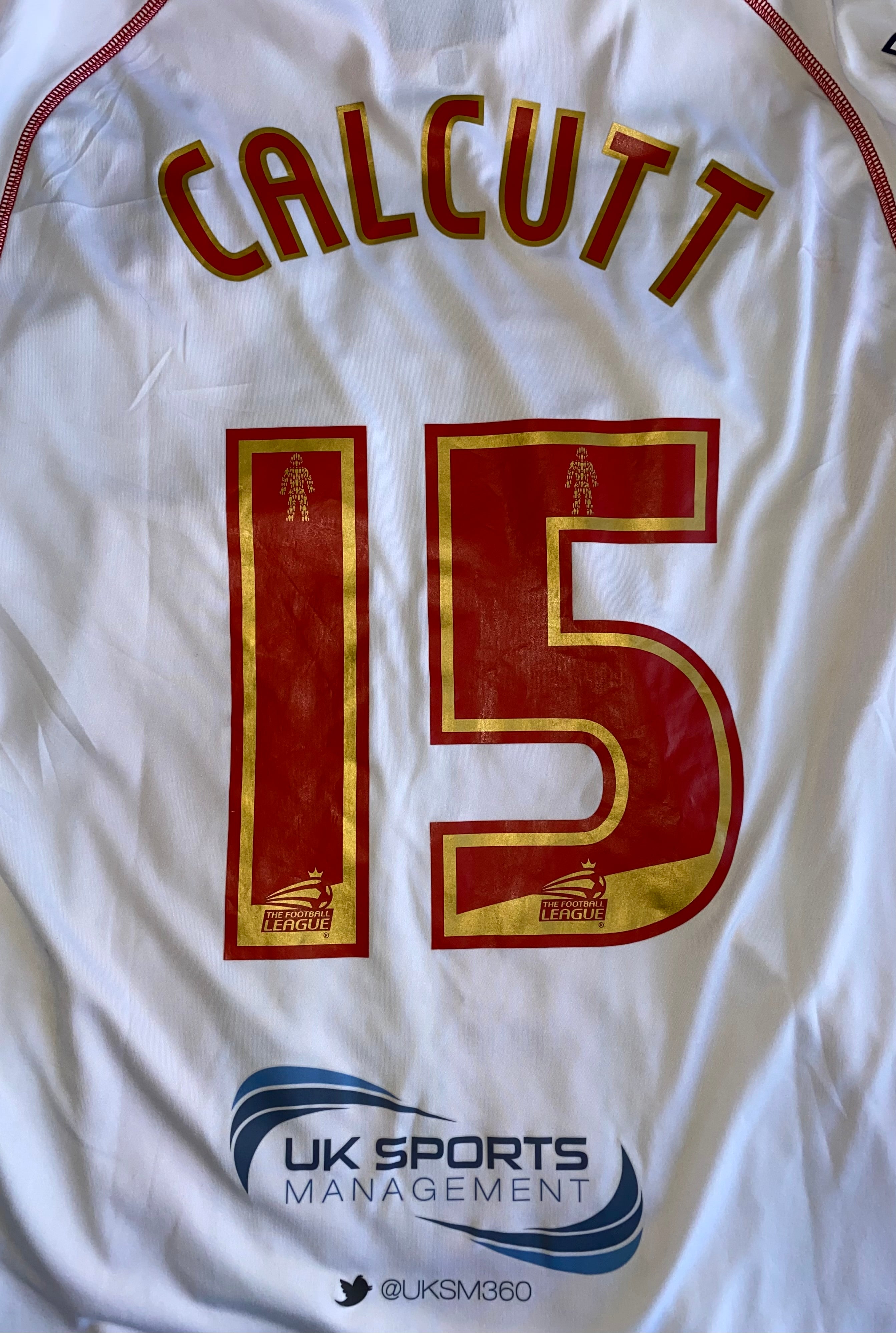 2014/15 STEVENAGE BOROUGH MATCH WORN HOME SHIRT (CALCUTT #15)