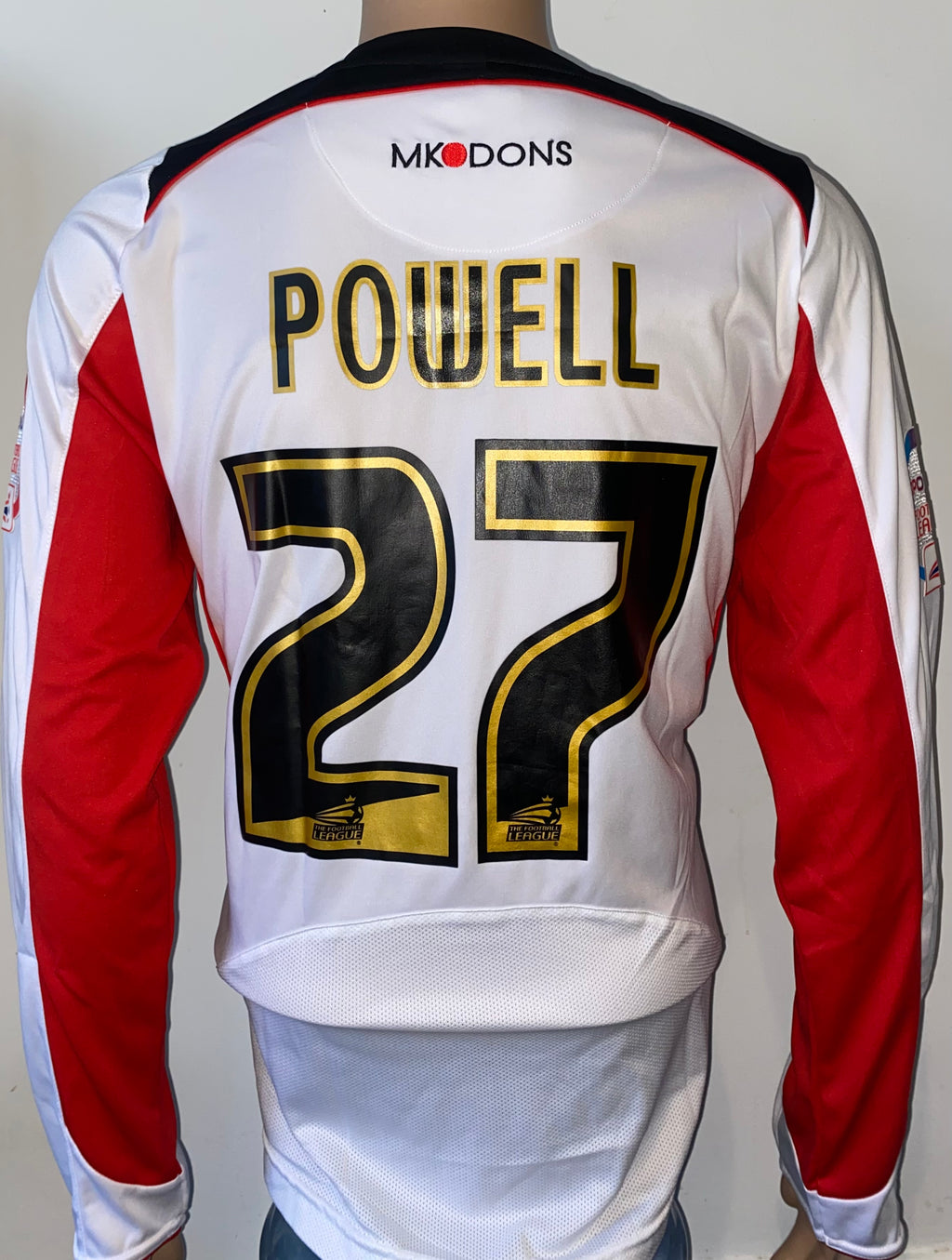 2010/11 MK DONS MATCH WORN HOME SHIRT (POWELL #27)
