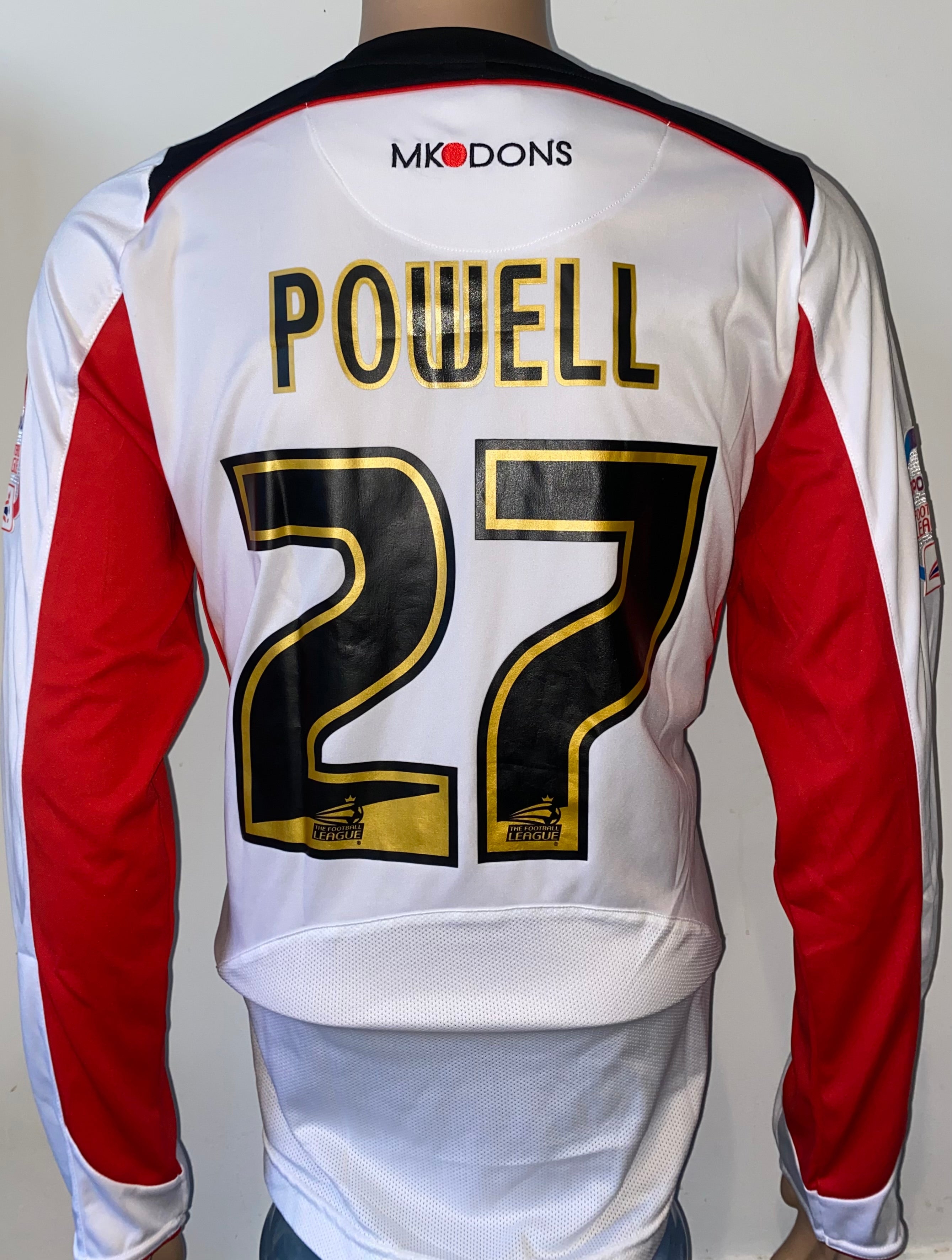 2010/11 MK DONS MATCH WORN HOME SHIRT (POWELL #27)