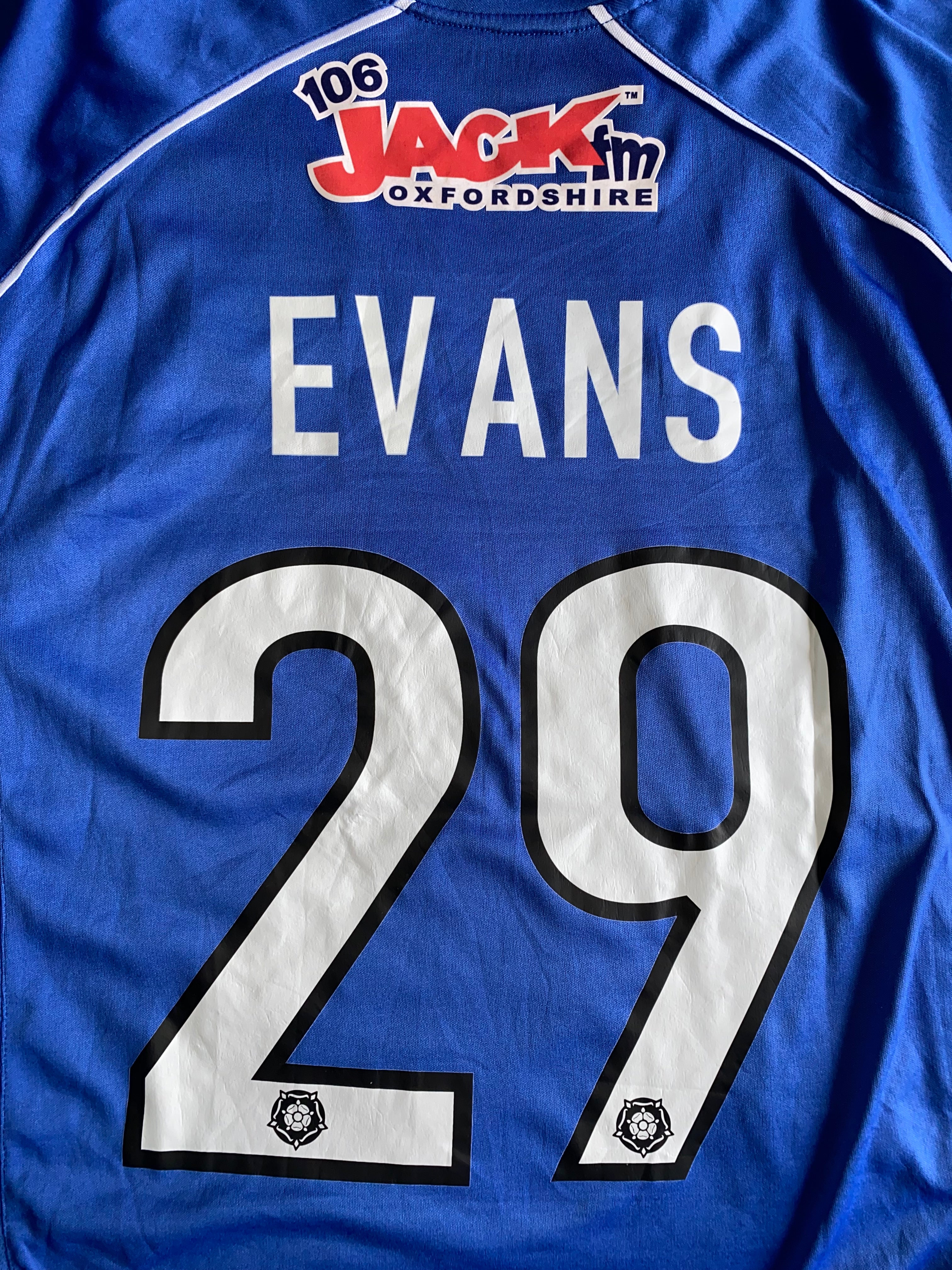 2008/09 OXFORD UNITED MATCH WORN AWAY SHIRT (EVANS #29)