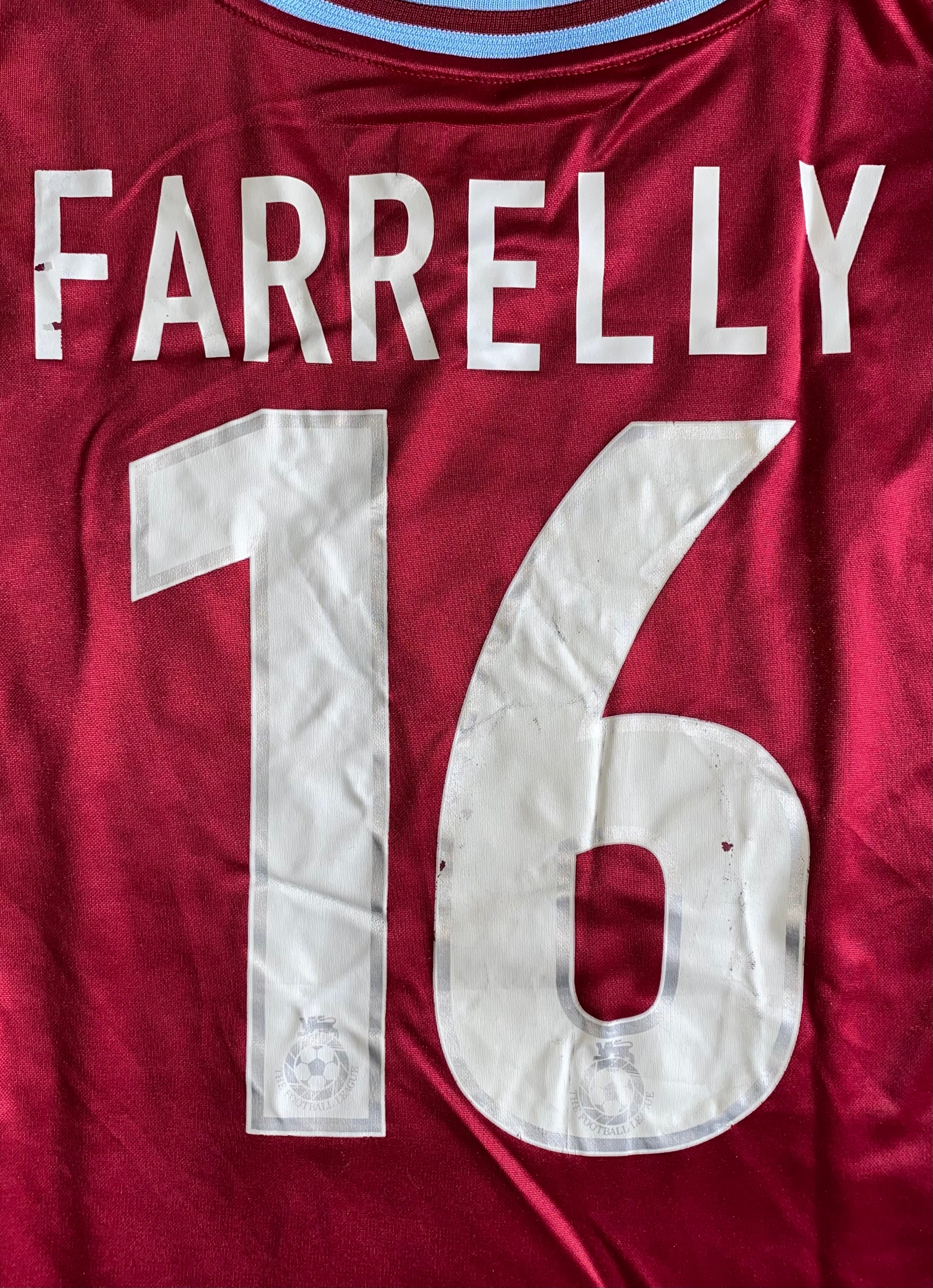 2002/03 BURNLEY MATCH WORN HOME SHIRT (FARRELLY #16)